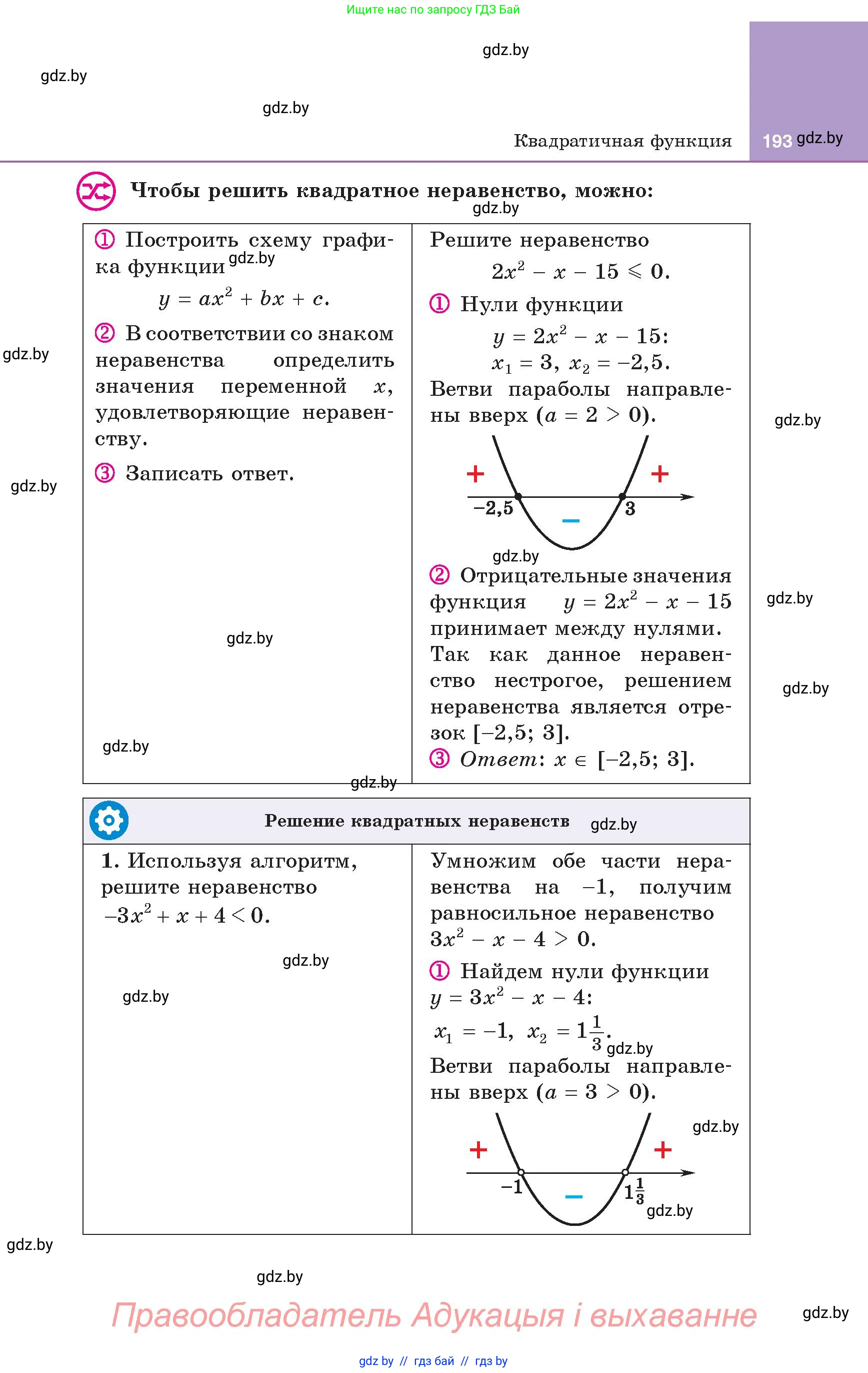 Алгебра, 8 класс Учебник, авторы: Арефьева Ирина Глебовна, Пирютко Ольга Николаевна, издательство Адукацыя i выхаванне, Минск, 2024, бирюзового цвета, страница 193