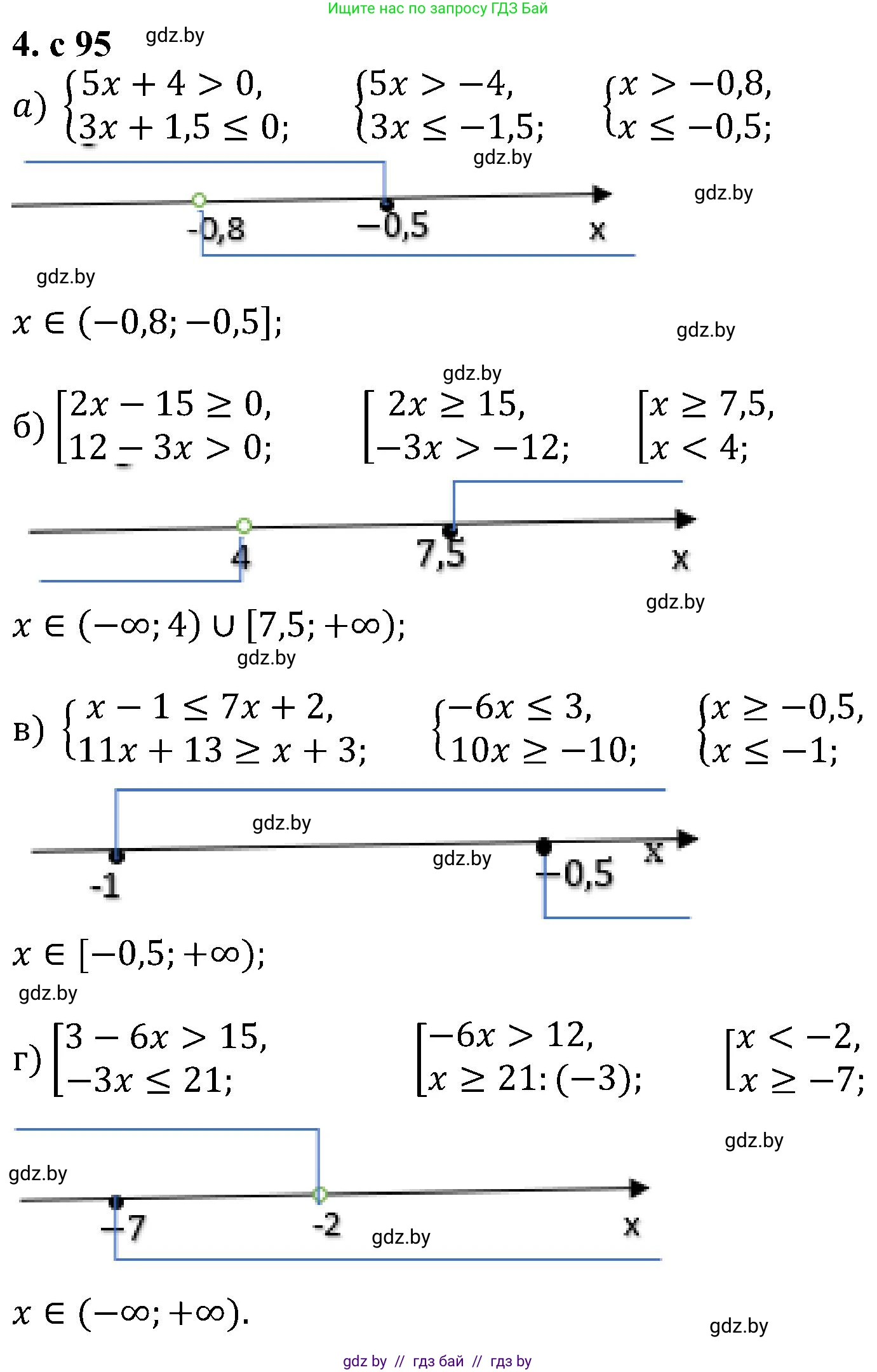 Алгебра, 8 класс Учебник, авторы: Арефьева Ирина Глебовна, Пирютко Ольга Николаевна, издательство Адукацыя i выхаванне, Минск, 2024, бирюзового цвета, страница 95, номер 4, Решение