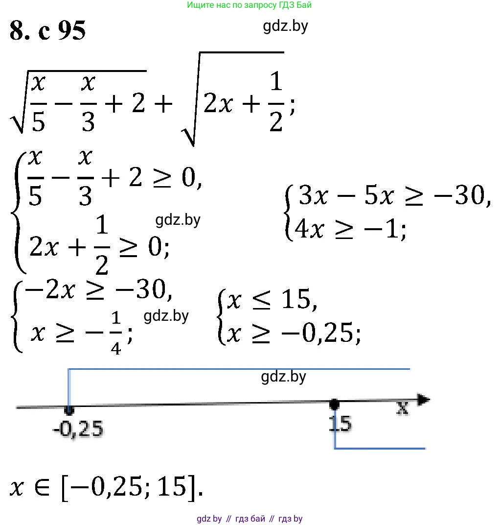 Алгебра, 8 класс Учебник, авторы: Арефьева Ирина Глебовна, Пирютко Ольга Николаевна, издательство Адукацыя i выхаванне, Минск, 2024, бирюзового цвета, страница 95, номер 8, Решение