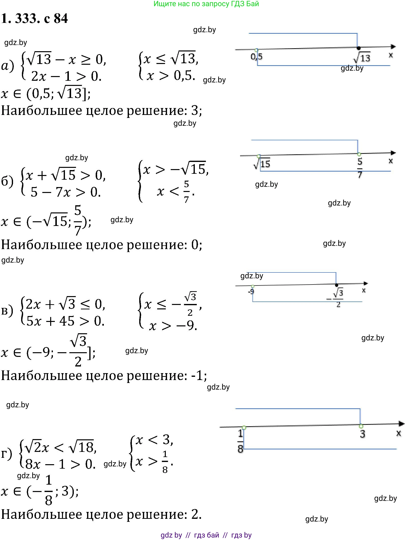 Алгебра, 8 класс Учебник, авторы: Арефьева Ирина Глебовна, Пирютко Ольга Николаевна, издательство Адукацыя i выхаванне, Минск, 2024, бирюзового цвета, страница 84, номер 1.333, Решение