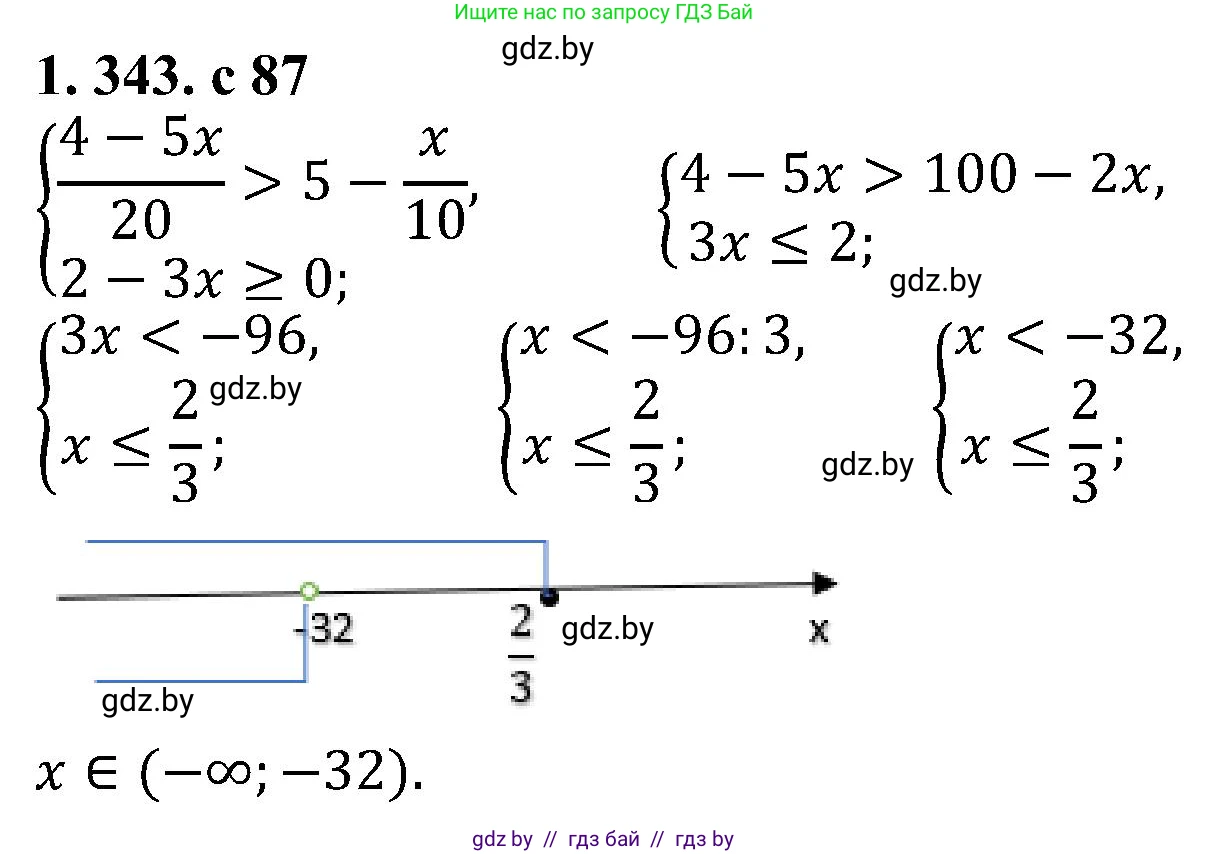 Алгебра, 8 класс Учебник, авторы: Арефьева Ирина Глебовна, Пирютко Ольга Николаевна, издательство Адукацыя i выхаванне, Минск, 2024, бирюзового цвета, страница 87, номер 1.343, Решение