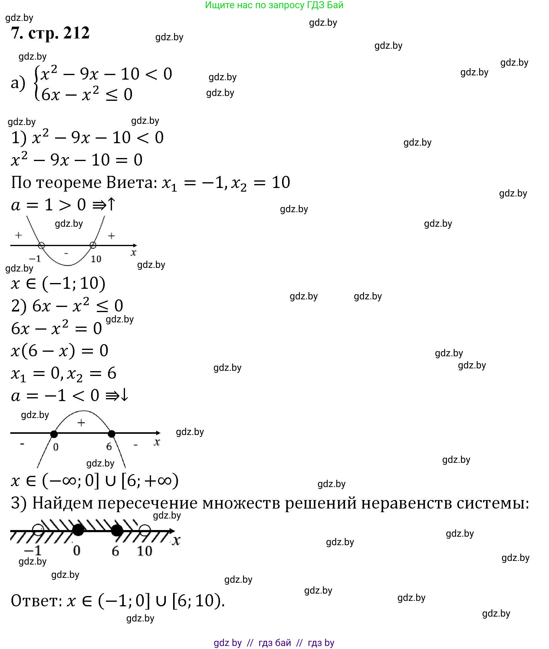 Алгебра, 8 класс Учебник, авторы: Арефьева Ирина Глебовна, Пирютко Ольга Николаевна, издательство Адукацыя i выхаванне, Минск, 2024, бирюзового цвета, страница 212, номер 7, Решение