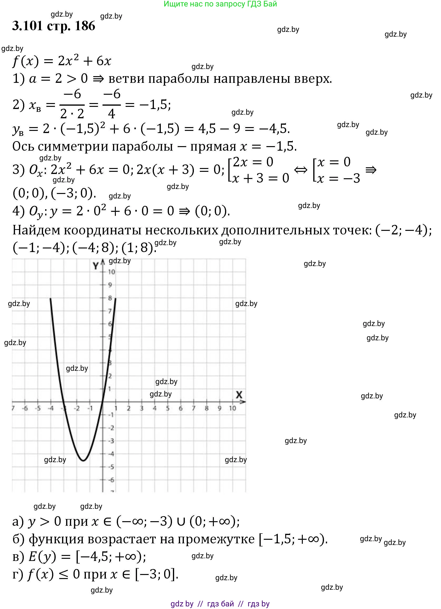 Алгебра, 8 класс Учебник, авторы: Арефьева Ирина Глебовна, Пирютко Ольга Николаевна, издательство Адукацыя i выхаванне, Минск, 2024, бирюзового цвета, страница 186, номер 3.101, Решение