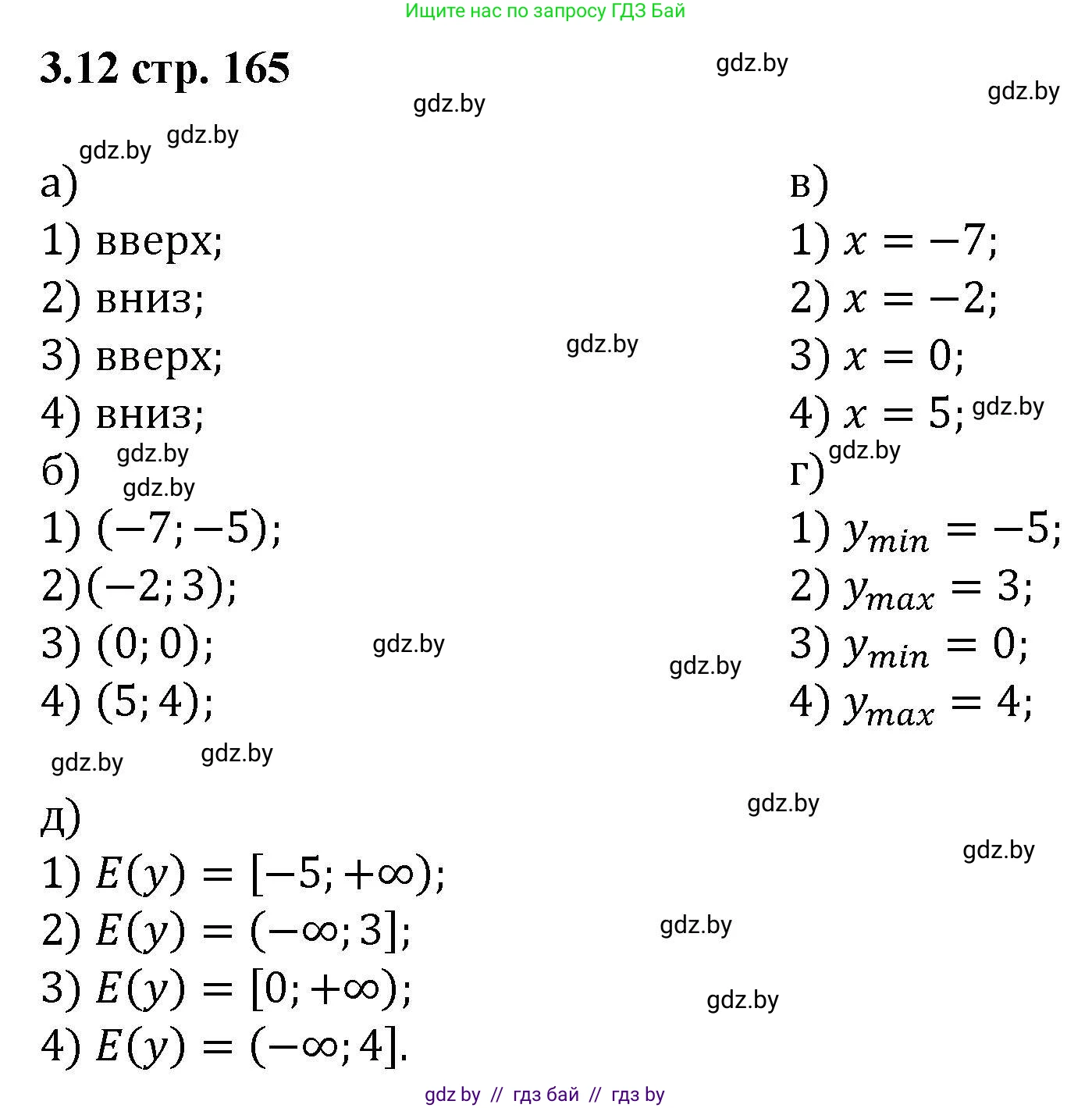 Алгебра, 8 класс Учебник, авторы: Арефьева Ирина Глебовна, Пирютко Ольга Николаевна, издательство Адукацыя i выхаванне, Минск, 2024, бирюзового цвета, страница 165, номер 3.12, Решение