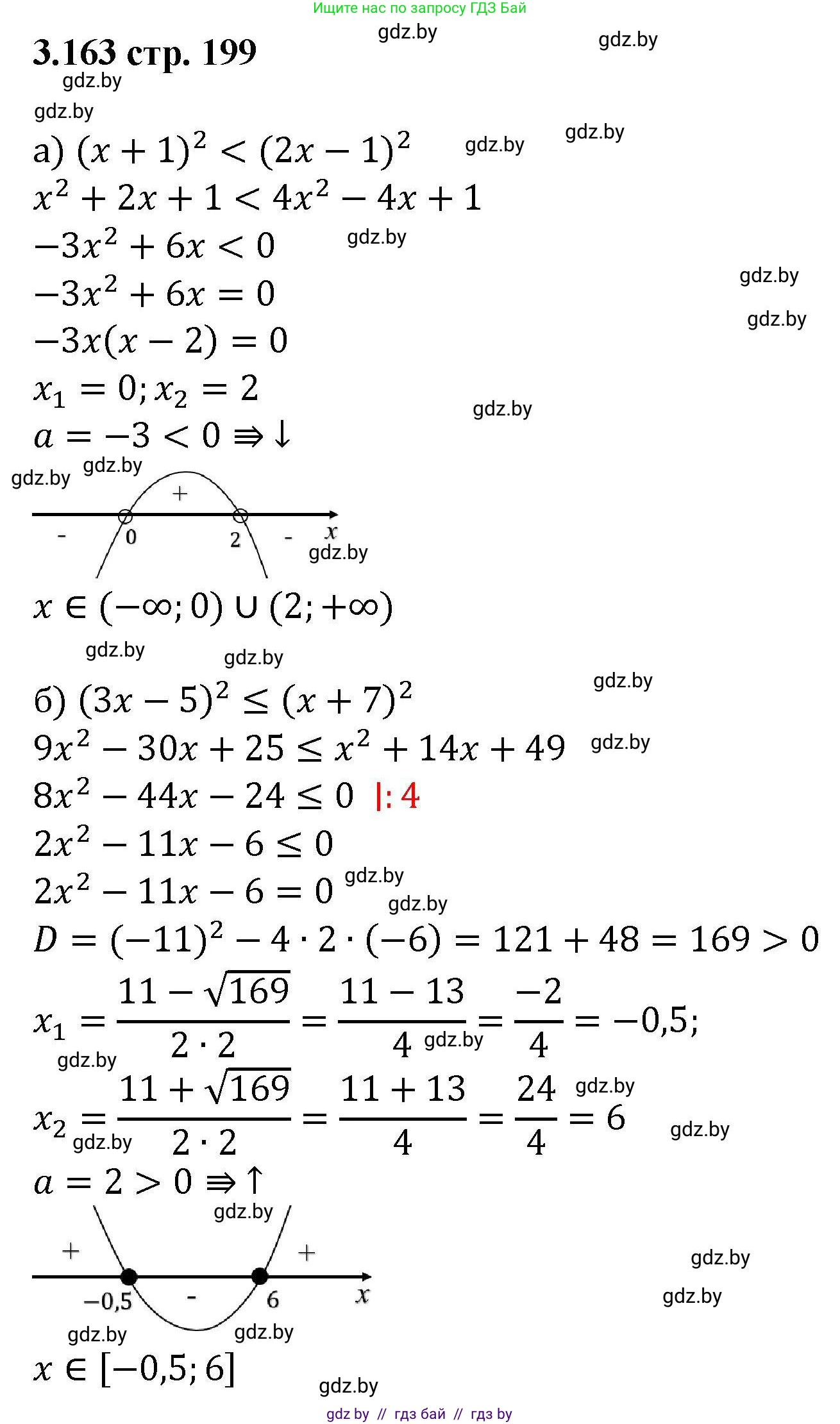 Алгебра, 8 класс Учебник, авторы: Арефьева Ирина Глебовна, Пирютко Ольга Николаевна, издательство Адукацыя i выхаванне, Минск, 2024, бирюзового цвета, страница 199, номер 3.163, Решение