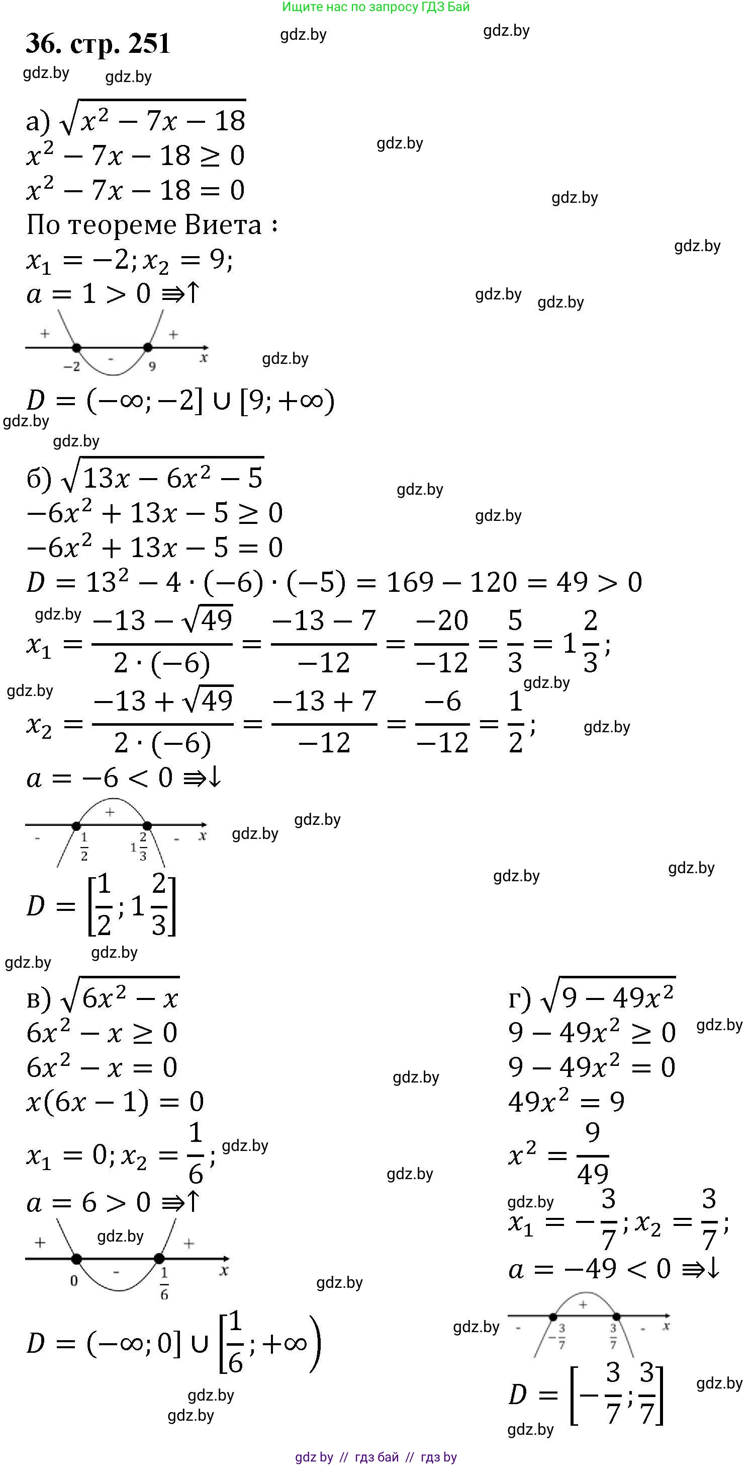 Алгебра, 8 класс Учебник, авторы: Арефьева Ирина Глебовна, Пирютко Ольга Николаевна, издательство Адукацыя i выхаванне, Минск, 2024, бирюзового цвета, страница 251, номер 36, Решение