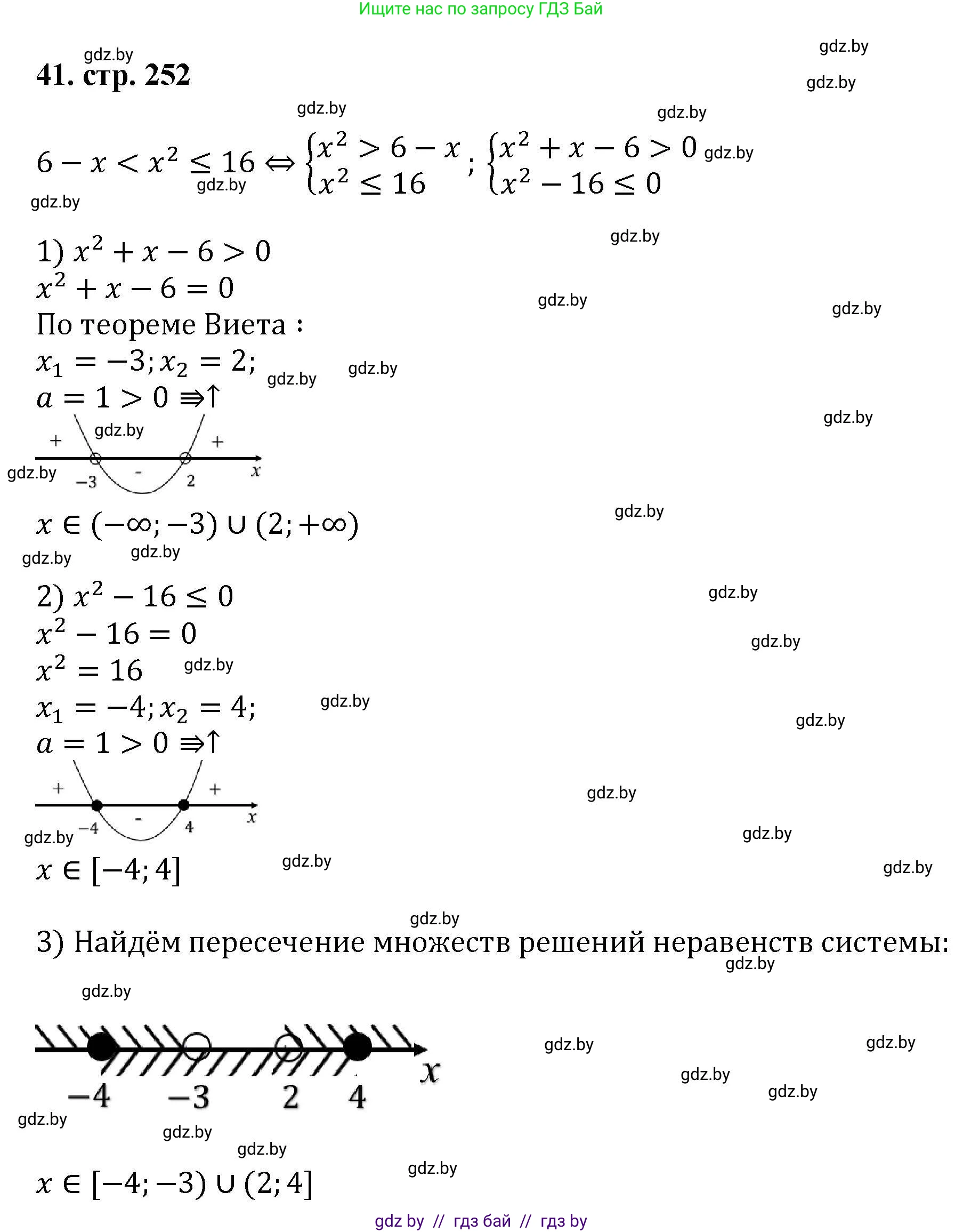 Алгебра, 8 класс Учебник, авторы: Арефьева Ирина Глебовна, Пирютко Ольга Николаевна, издательство Адукацыя i выхаванне, Минск, 2024, бирюзового цвета, страница 252, номер 41, Решение