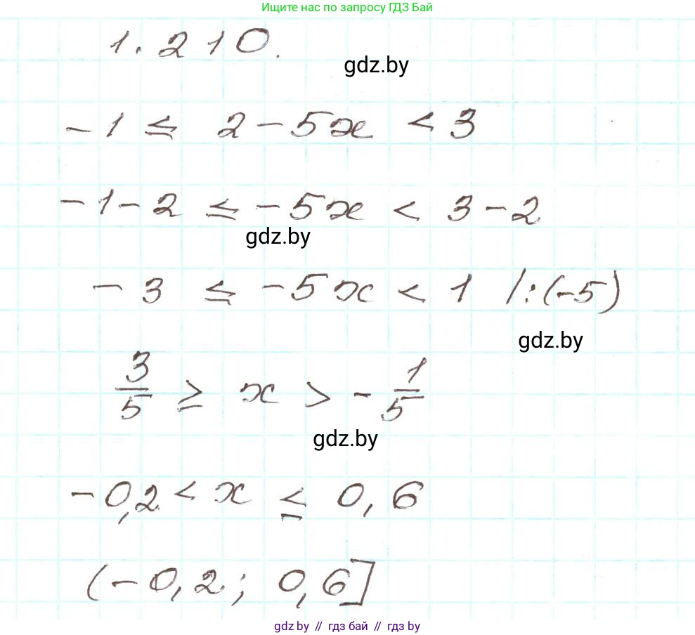 Алгебра, 9 класс Учебник, авторы: Арефьева Ирина Глебовна, Пирютко Ольга Николаевна, издательство Народная асвета, Минск, 2019, голубого цвета, страница 58, номер 1.210, Решение