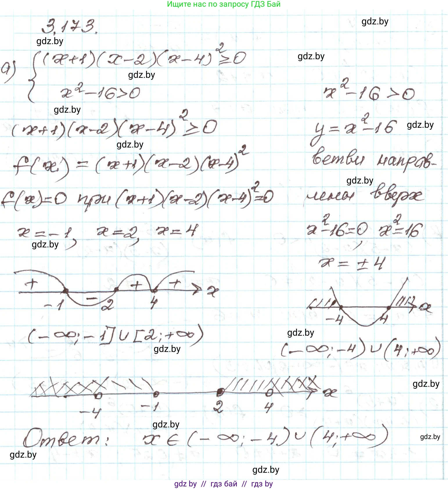 Алгебра, 9 класс Учебник, авторы: Арефьева Ирина Глебовна, Пирютко Ольга Николаевна, издательство Народная асвета, Минск, 2019, голубого цвета, страница 193, номер 3.173, Решение