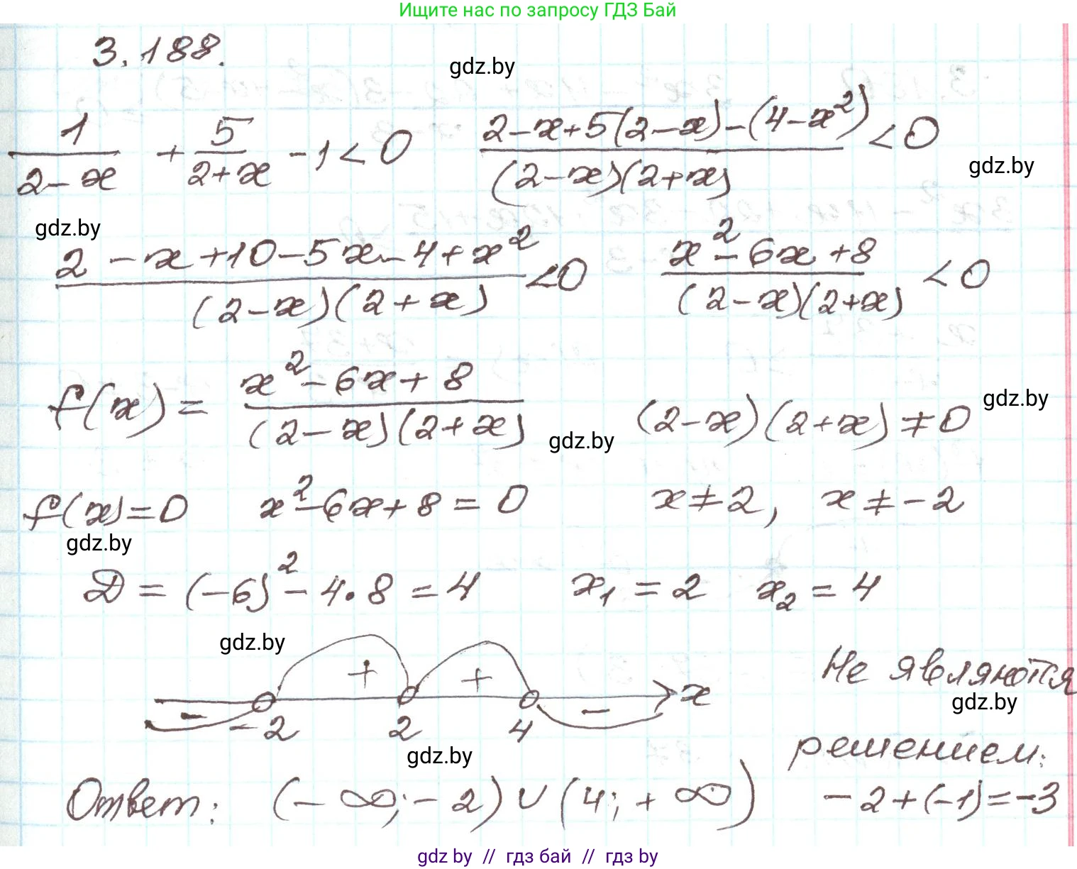 Алгебра, 9 класс Учебник, авторы: Арефьева Ирина Глебовна, Пирютко Ольга Николаевна, издательство Народная асвета, Минск, 2019, голубого цвета, страница 196, номер 3.188, Решение