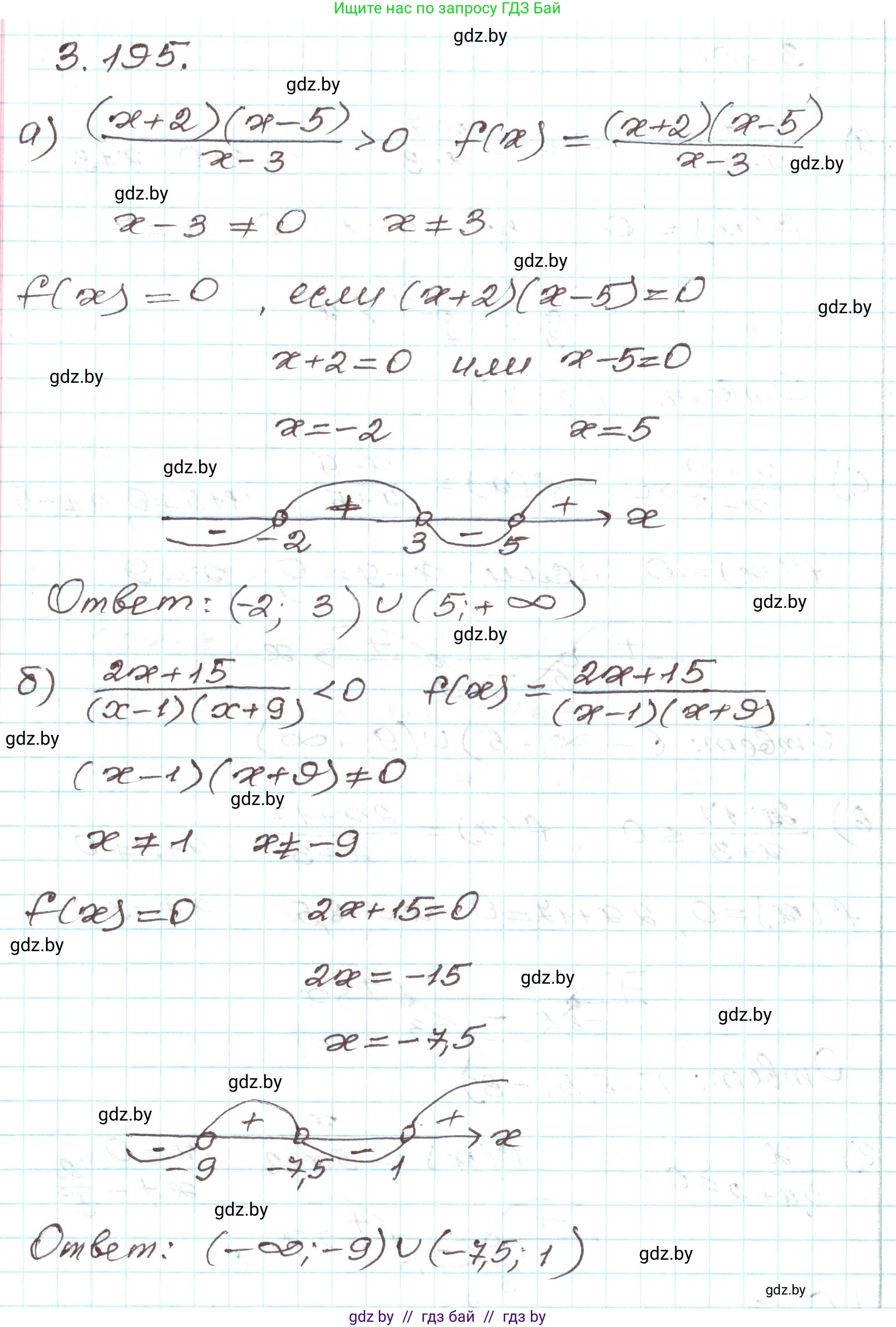 Алгебра, 9 класс Учебник, авторы: Арефьева Ирина Глебовна, Пирютко Ольга Николаевна, издательство Народная асвета, Минск, 2019, голубого цвета, страница 197, номер 3.195, Решение