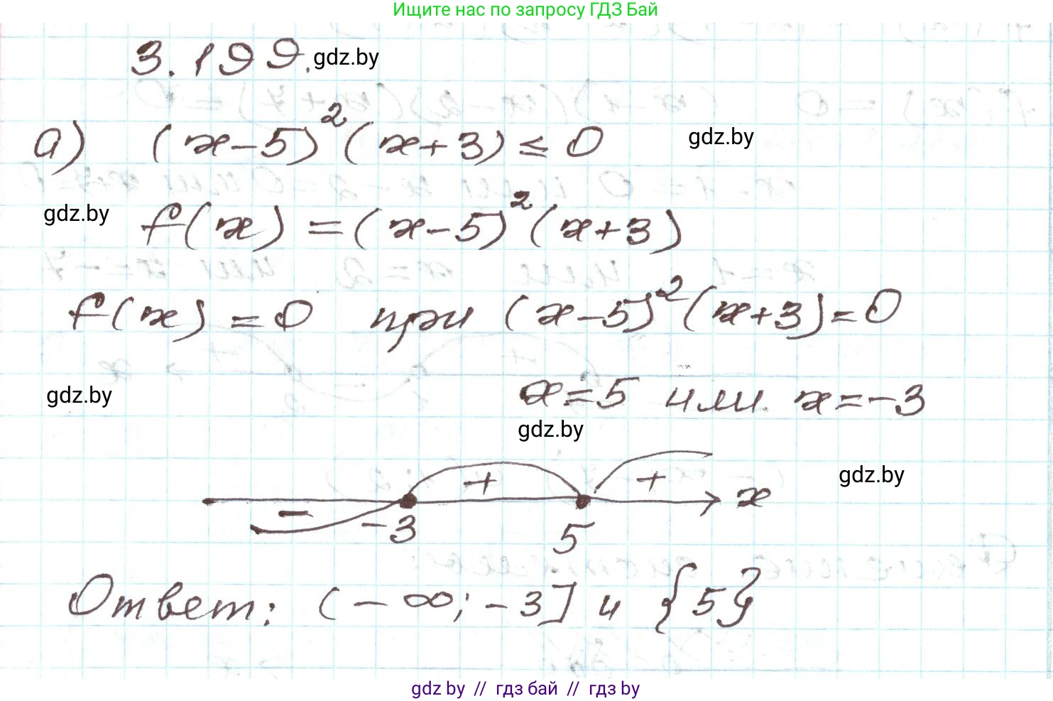 Алгебра, 9 класс Учебник, авторы: Арефьева Ирина Глебовна, Пирютко Ольга Николаевна, издательство Народная асвета, Минск, 2019, голубого цвета, страница 197, номер 3.199, Решение