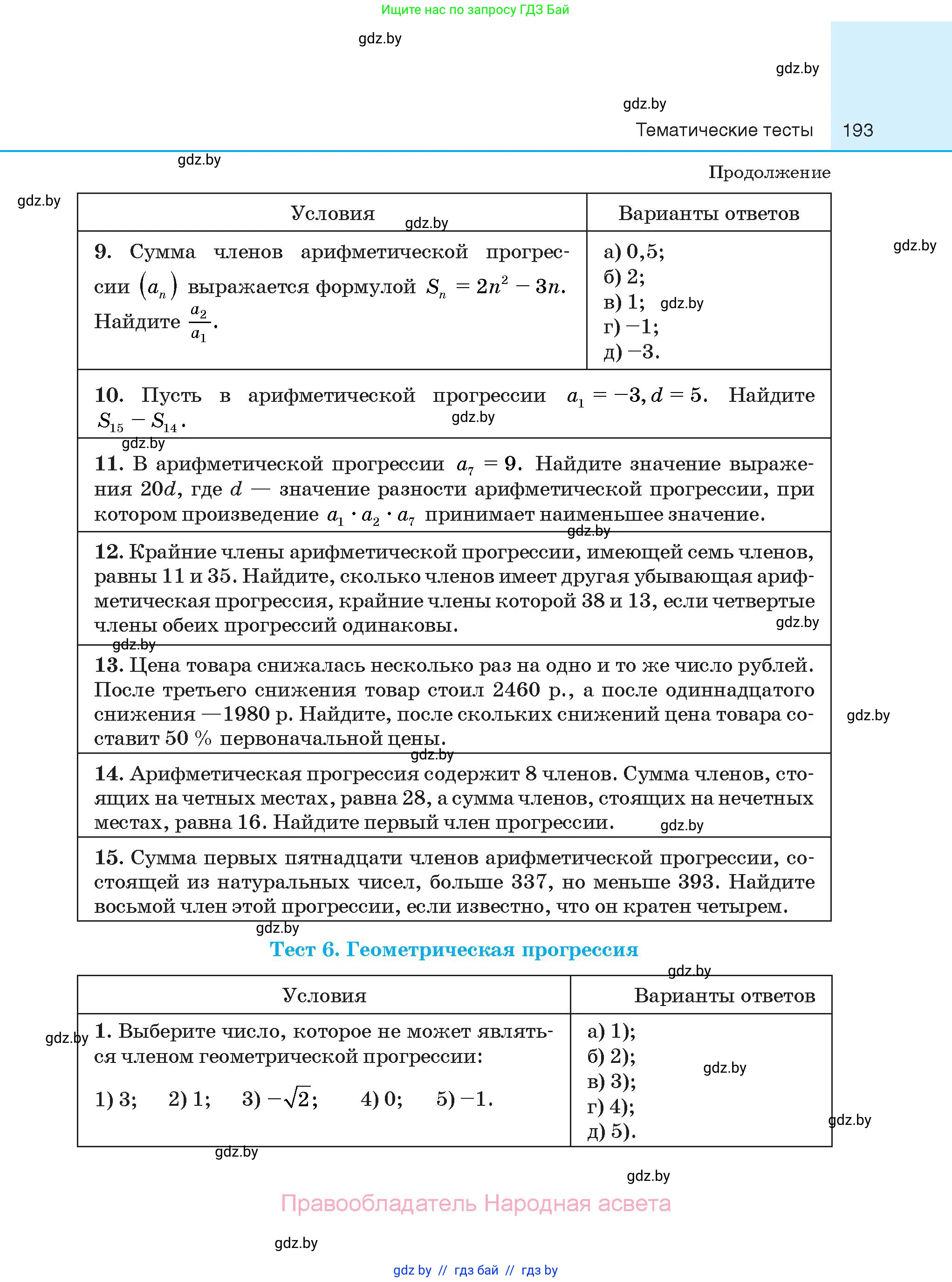 Алгебра, 10 класс Сборник задач, авторы: Арефьева Ирина Глебовна, Пирютко Ольга Николаевна, издательство Народная асвета, Минск, 2020, белого цвета, страница 193