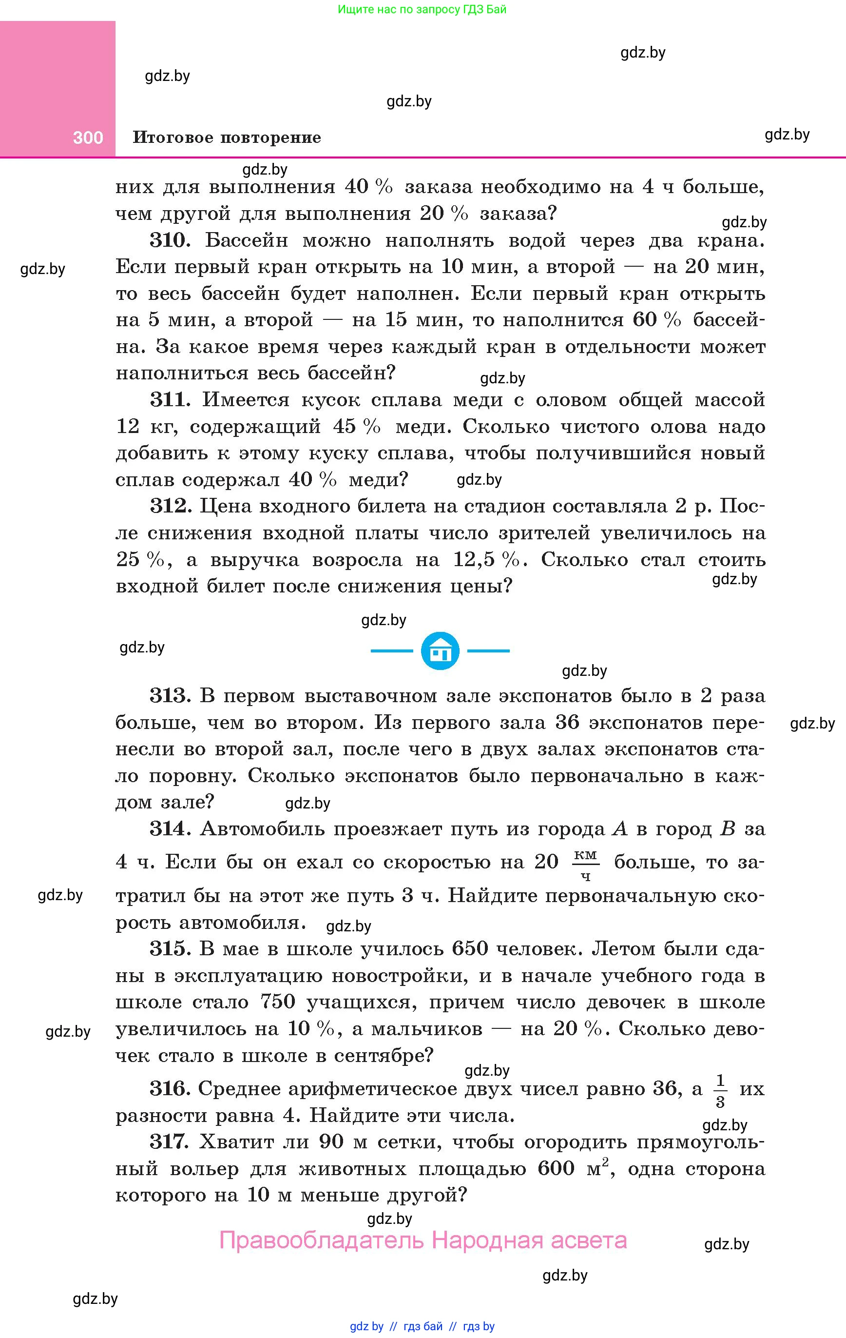 Алгебра, 10 класс Учебник, авторы: Арефьева Ирина Глебовна, Пирютко Ольга Николаевна, издательство Народная асвета, Минск, 2019, голубого цвета, страница 300