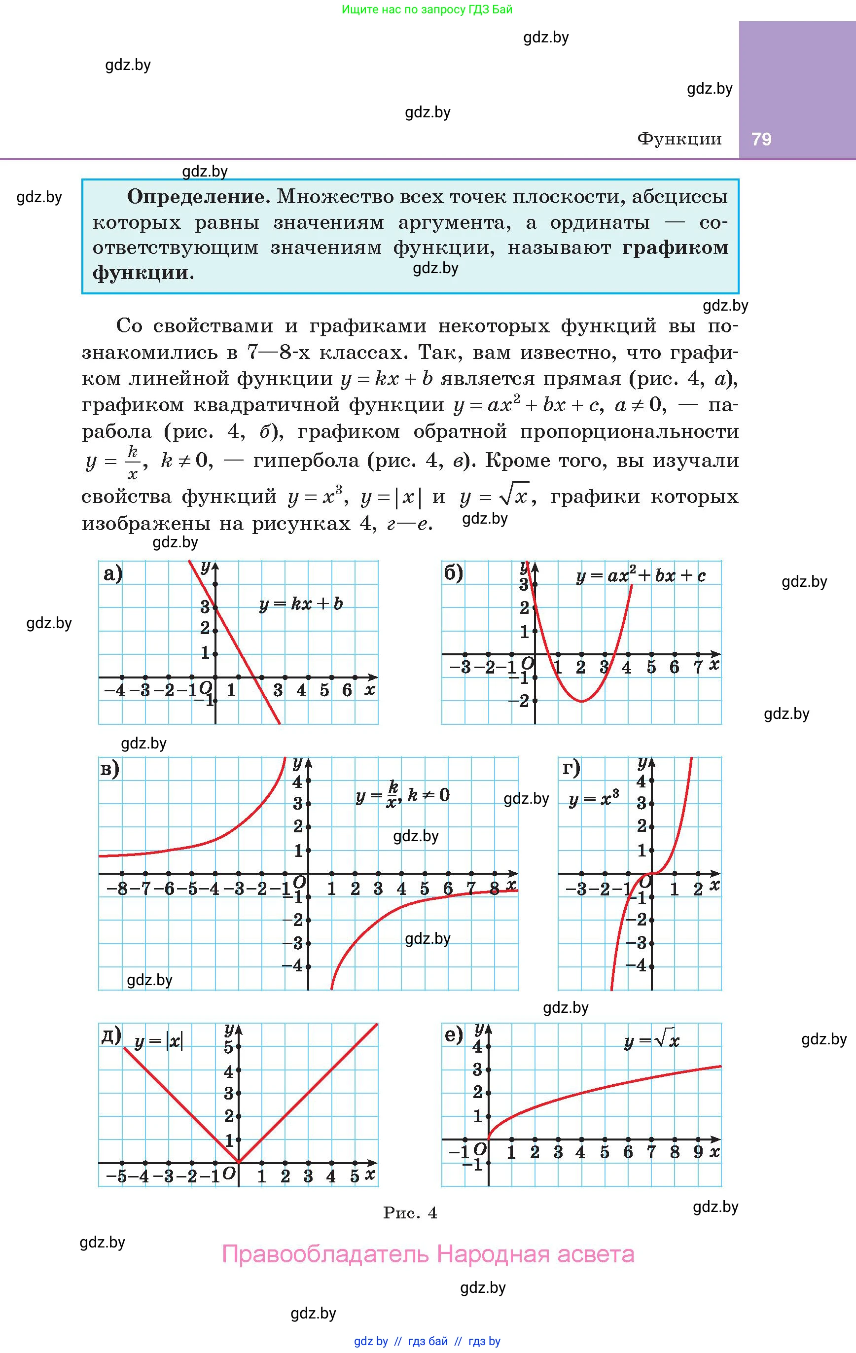 Алгебра, 10 класс Учебник, авторы: Арефьева Ирина Глебовна, Пирютко Ольга Николаевна, издательство Народная асвета, Минск, 2019, голубого цвета, страница 79