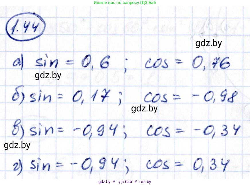 Алгебра, 10 класс Учебник, авторы: Арефьева Ирина Глебовна, Пирютко Ольга Николаевна, издательство Народная асвета, Минск, 2019, голубого цвета, страница 27, номер 1.44, Решение