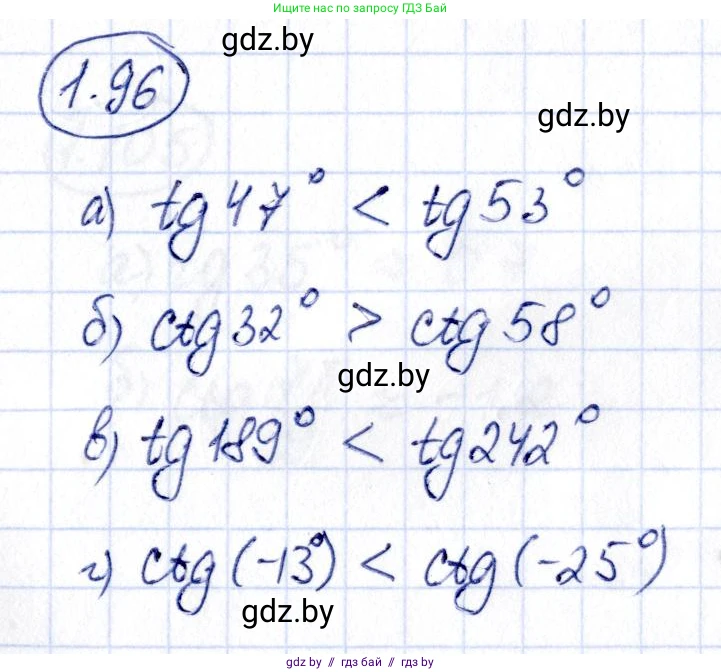 Алгебра, 10 класс Учебник, авторы: Арефьева Ирина Глебовна, Пирютко Ольга Николаевна, издательство Народная асвета, Минск, 2019, голубого цвета, страница 43, номер 1.96, Решение
