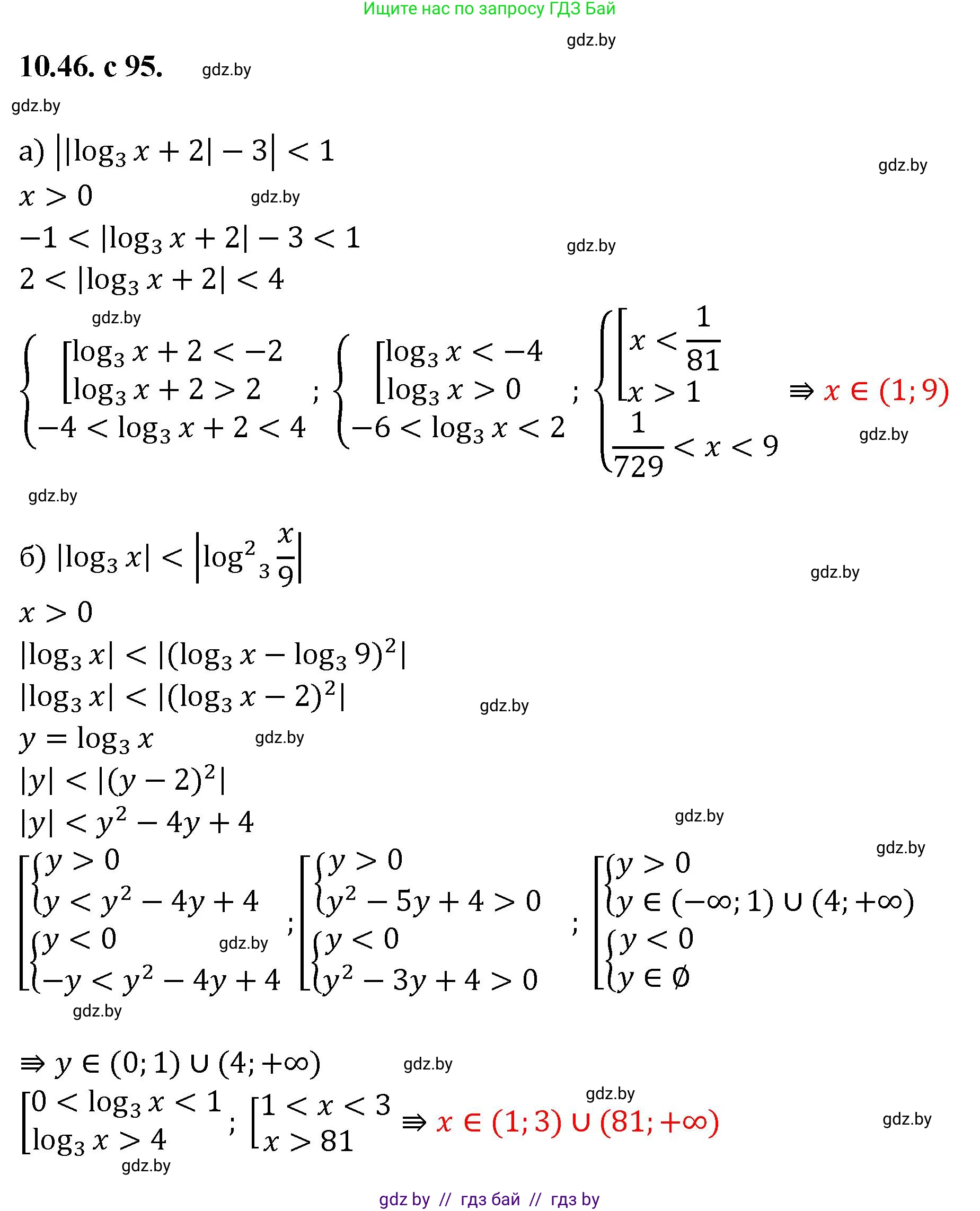 Алгебра, 11 класс Сборник задач, авторы: Арефьева Ирина Глебовна, Пирютко Ольга Николаевна, издательство Народная асвета, Минск, 2020, белого цвета, страница 95, номер 46, Решение