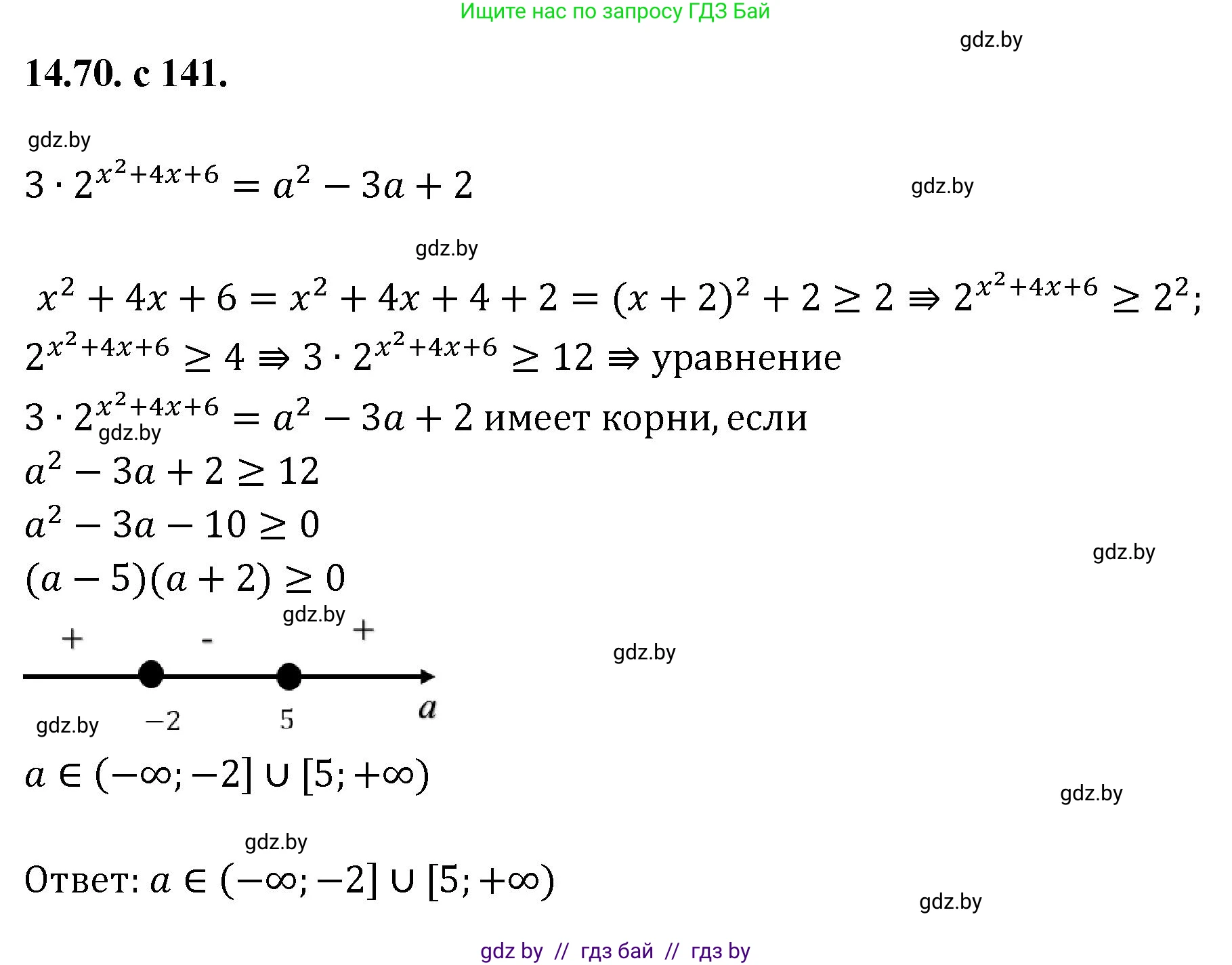 Алгебра, 11 класс Сборник задач, авторы: Арефьева Ирина Глебовна, Пирютко Ольга Николаевна, издательство Народная асвета, Минск, 2020, белого цвета, страница 141, номер 70, Решение