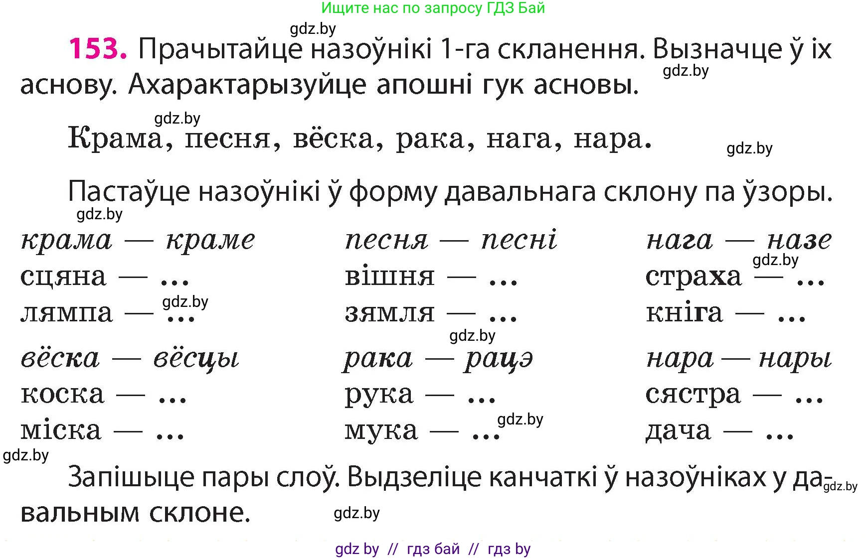 Белорусский язык (Беларуская мова), 4 класс Учебник, автор: Свірыдзенка Вольга Іванаўна, издательство Нацыянальны інстытут адукацыі, Минск, 2024, голубого цвета, Частка 1, страница 94, номер 153, Условие 2024