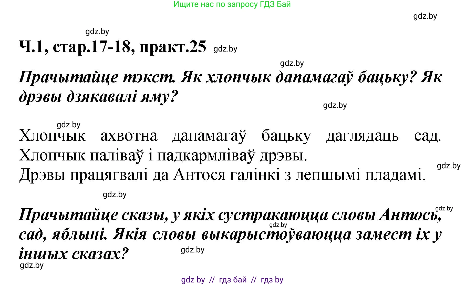 Белорусский язык (Беларуская мова), 4 класс Учебник, автор: Свірыдзенка Вольга Іванаўна, издательство Нацыянальны інстытут адукацыі, Минск, 2024, голубого цвета, Частка 1, страница 17, номер 25, Решение 2024