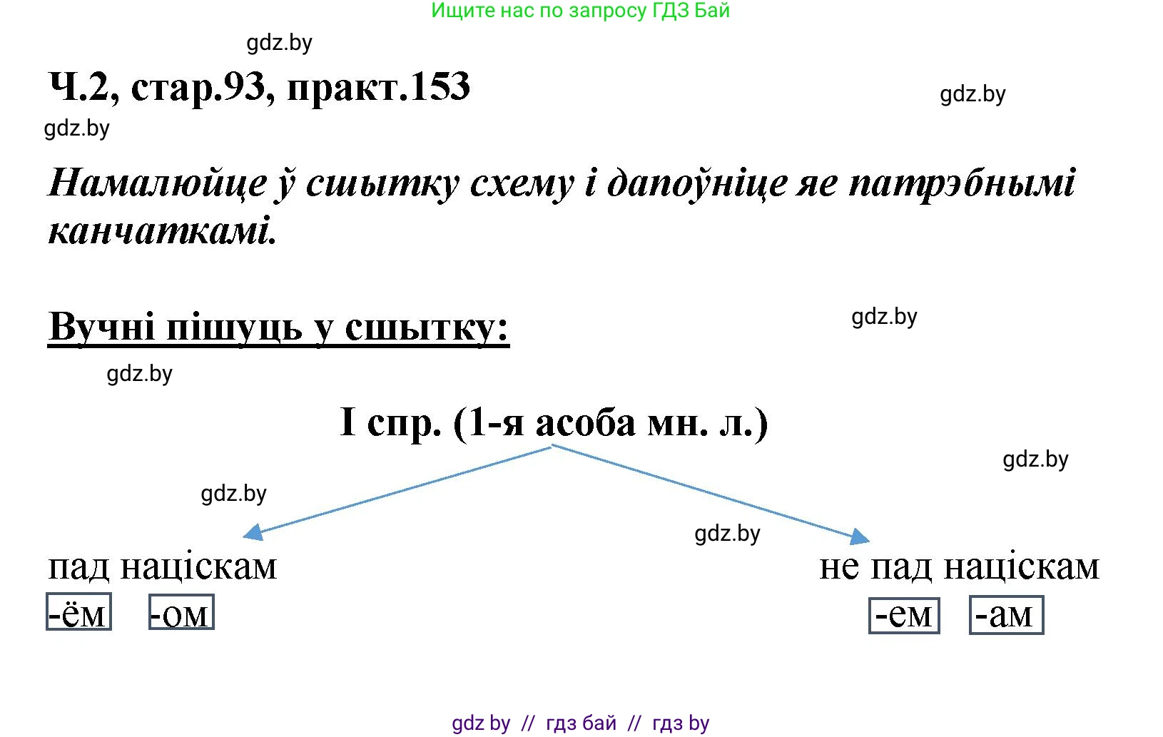 Белорусский язык (Беларуская мова), 4 класс Учебник, автор: Свірыдзенка Вольга Іванаўна, издательство Нацыянальны інстытут адукацыі, Минск, 2024, голубого цвета, Частка 2, страница 93, номер 153, Решение 2024