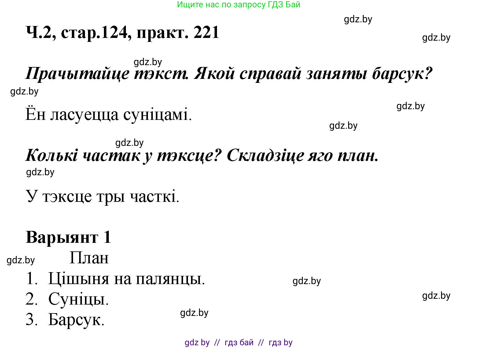 Белорусский язык (Беларуская мова), 4 класс Учебник, автор: Свірыдзенка Вольга Іванаўна, издательство Нацыянальны інстытут адукацыі, Минск, 2024, голубого цвета, Частка 2, страница 124, номер 221, Решение 2024