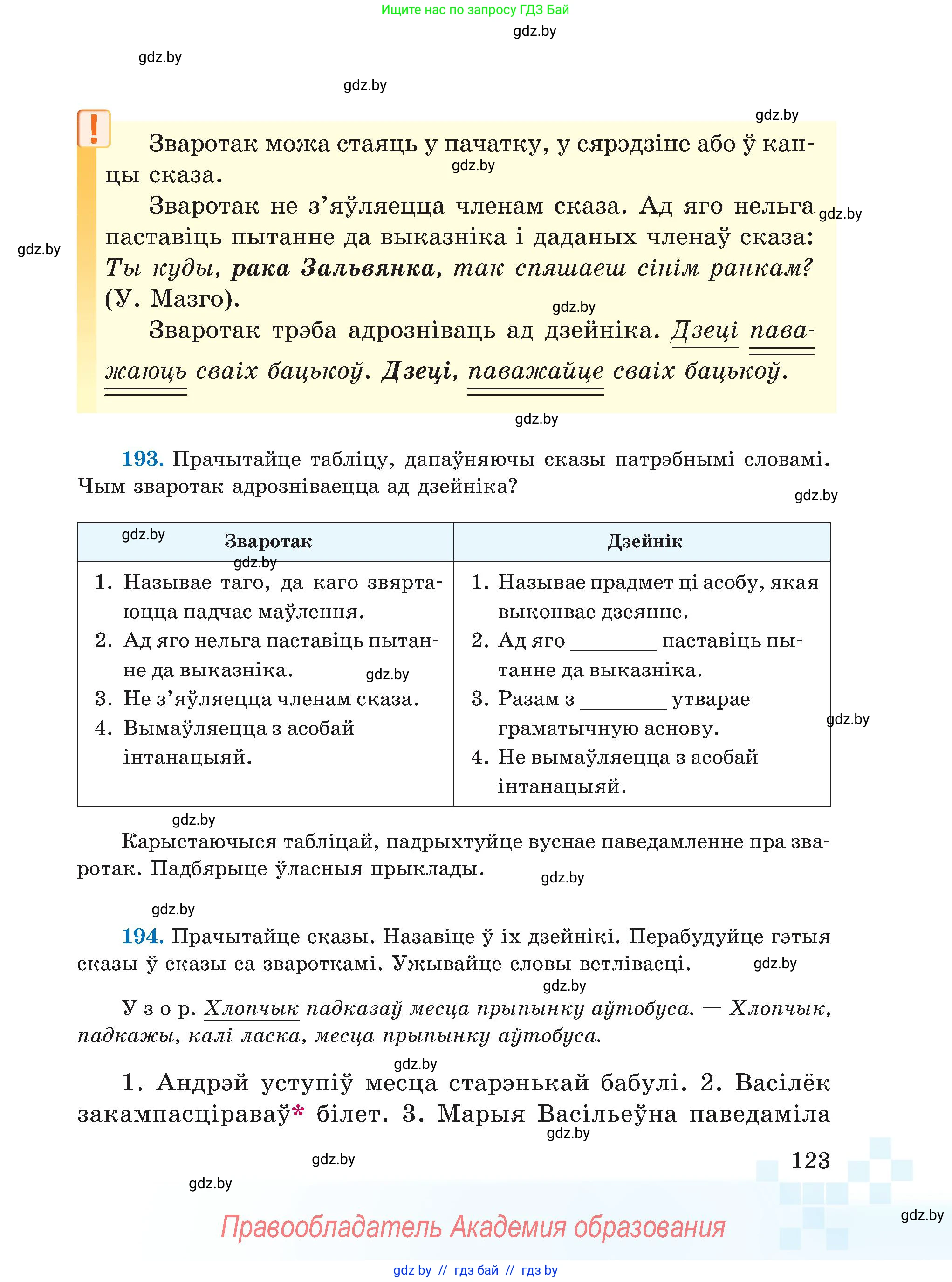 Белорусский язык (Беларуская мова), 5 класс Учебник, авторы: Валочка Ганна Міхайлаўна, Зелянко Вольга Уладзіміраўна, Мартынкевіч Святлана Васільеўна, Якуба Святлана Міхайлаўна, издательство Акадэмія адукацыі, Минск, 2024, голубого цвета, Частка 1, страница 123