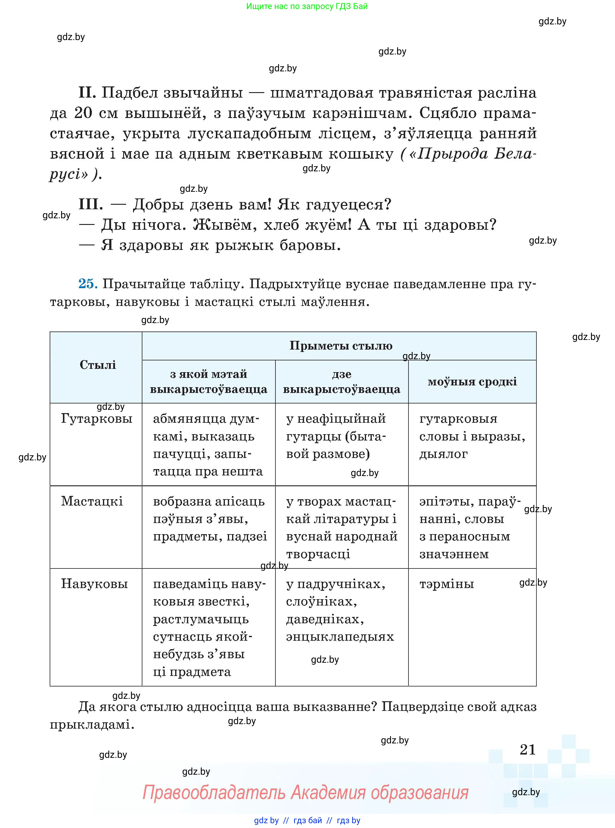 Белорусский язык (Беларуская мова), 5 класс Учебник, авторы: Валочка Ганна Міхайлаўна, Зелянко Вольга Уладзіміраўна, Мартынкевіч Святлана Васільеўна, Якуба Святлана Міхайлаўна, издательство Акадэмія адукацыі, Минск, 2024, голубого цвета, Частка 1, страница 19, номер 21, Условие