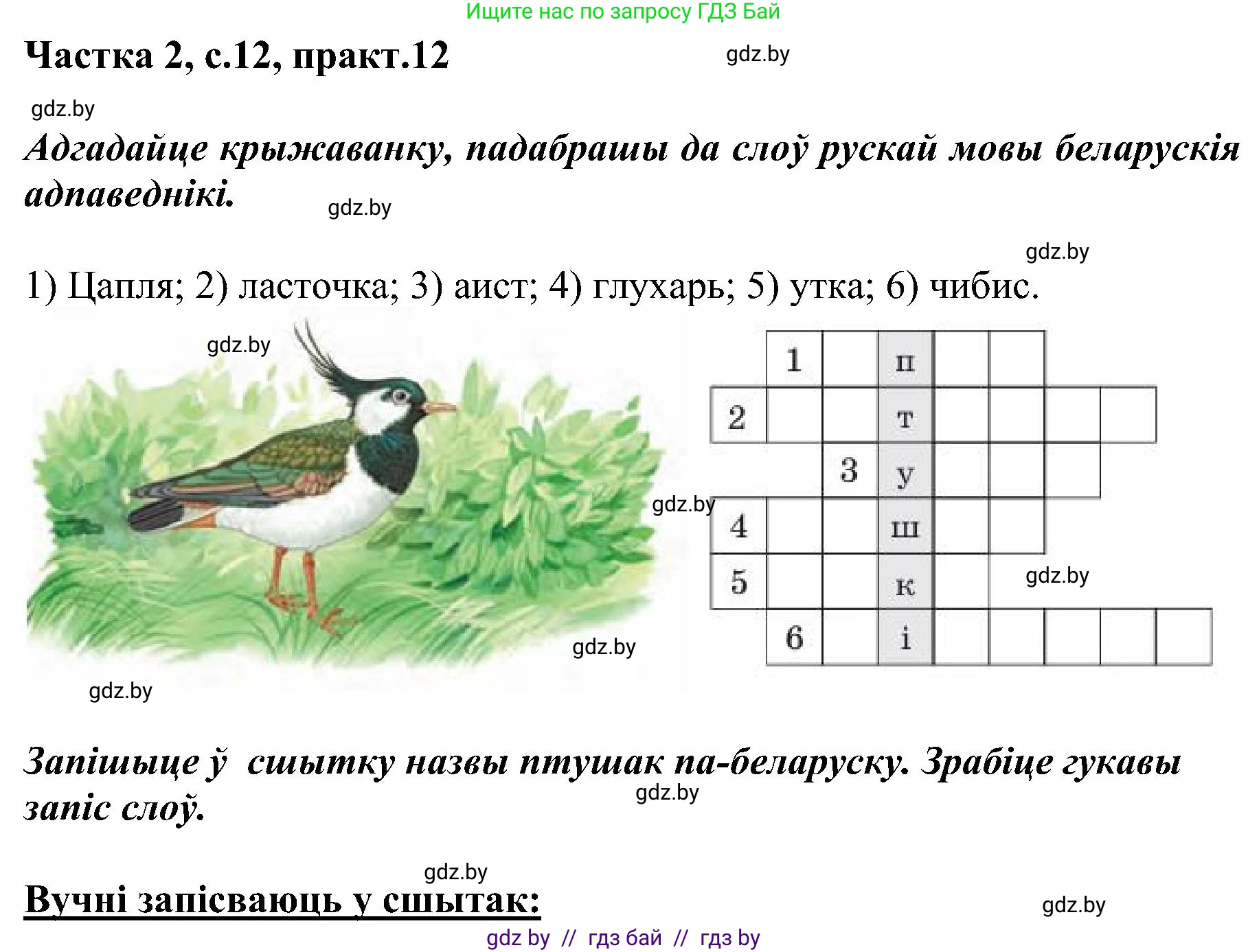 Белорусский язык (Беларуская мова), 5 класс Учебник, авторы: Валочка Ганна Міхайлаўна, Зелянко Вольга Уладзіміраўна, Мартынкевіч Святлана Васільеўна, Якуба Святлана Міхайлаўна, издательство Акадэмія адукацыі, Минск, 2024, голубого цвета, Частка 2, страница 12, номер 12, Решение