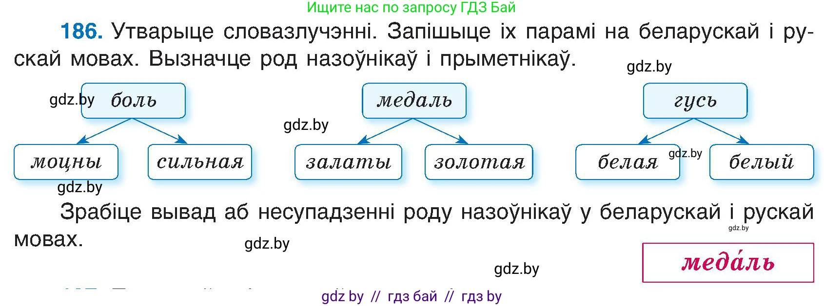 Белорусский язык (Беларуская мова), 6 класс Учебник, авторы: Валочка Ганна Міхайлаўна, Зелянко Вольга Уладзіміраўна, Мартынкевіч Святлана Васільеўна, Якуба Святлана Міхайлаўна, Бажкова Т І, издательство Акадэмія адукацыі, Минск, 2025, страница 94, номер 186, Условие 2025