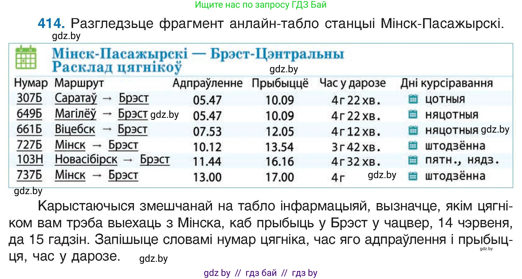 Белорусский язык (Беларуская мова), 6 класс Учебник, авторы: Валочка Ганна Міхайлаўна, Зелянко Вольга Уладзіміраўна, Мартынкевіч Святлана Васільеўна, Якуба Святлана Міхайлаўна, Бажкова Т І, издательство Акадэмія адукацыі, Минск, 2025, страница 206, номер 414, Условие 2025
