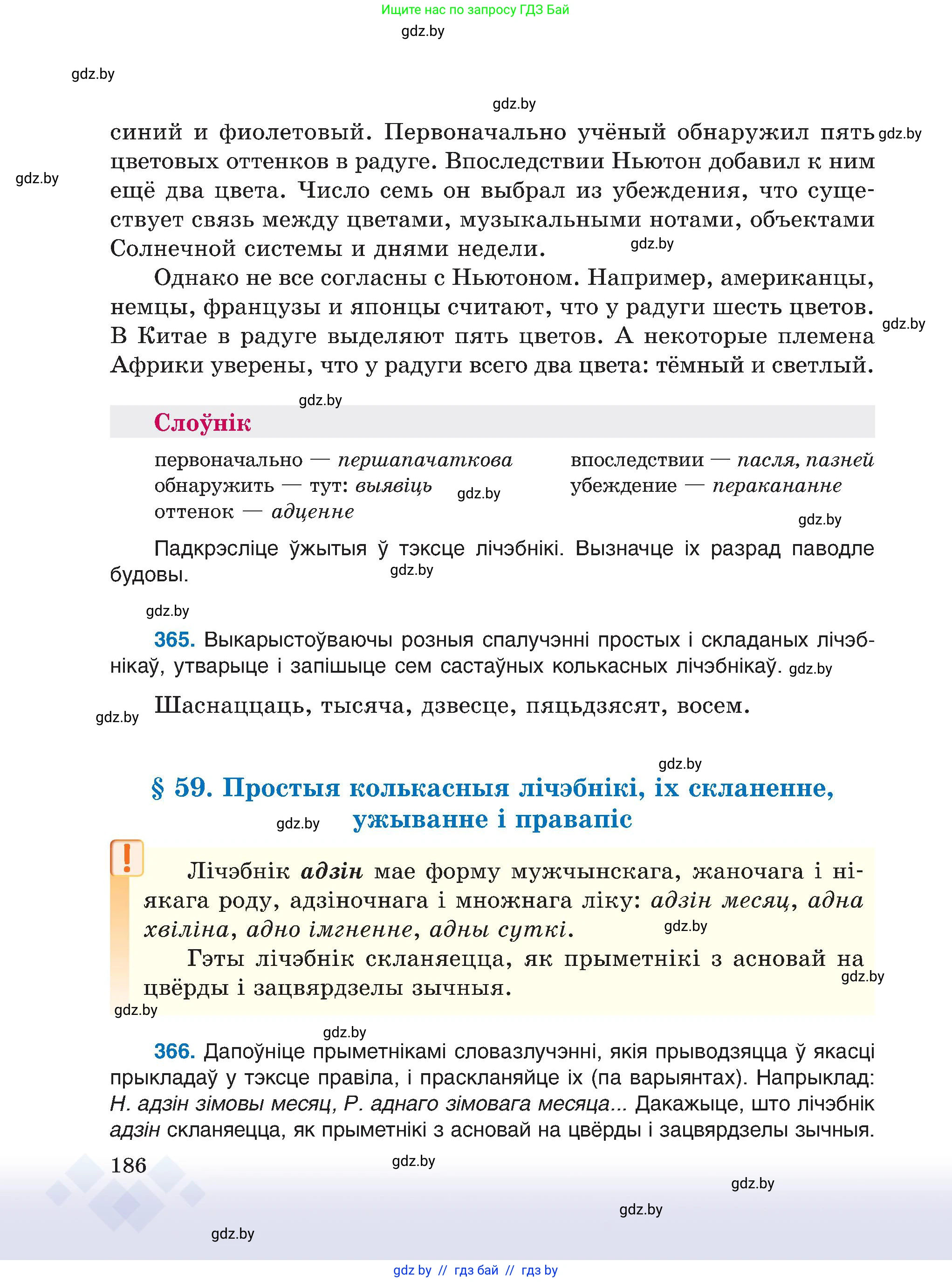 Белорусский язык (Беларуская мова), 6 класс Учебник, авторы: Валочка Ганна Міхайлаўна, Зелянко Вольга Уладзіміраўна, Мартынкевіч Святлана Васільеўна, Якуба Святлана Міхайлаўна, Бажкова Т І, издательство Акадэмія адукацыі, Минск, 2025, страница 186