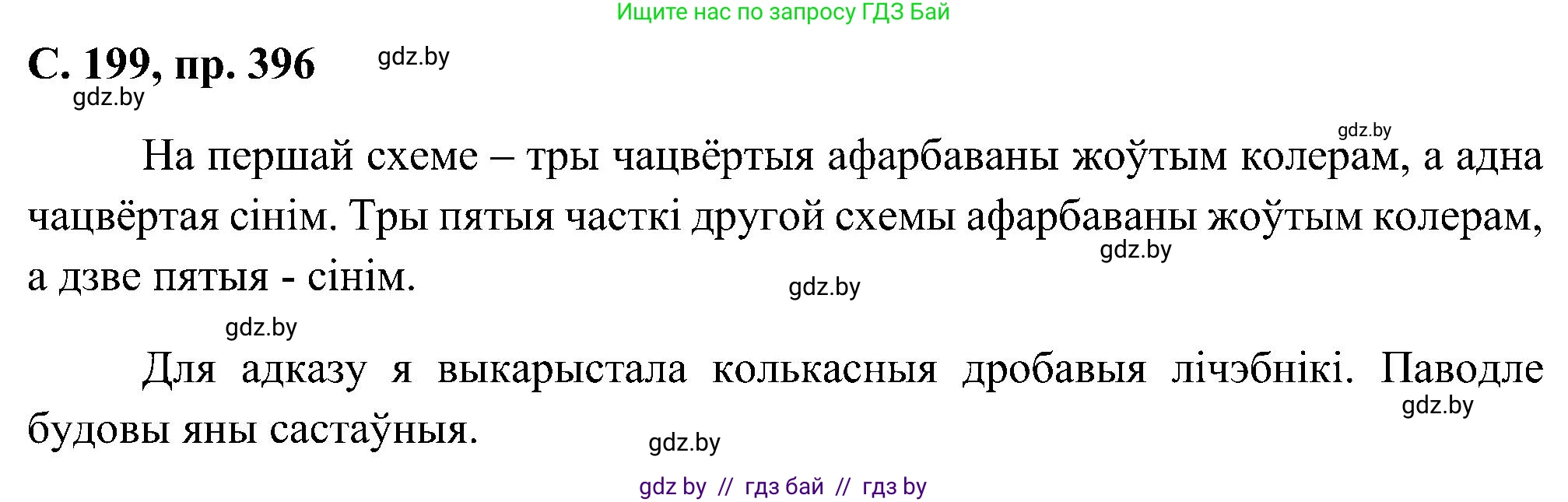 Белорусский язык (Беларуская мова), 6 класс Учебник, авторы: Валочка Ганна Міхайлаўна, Зелянко Вольга Уладзіміраўна, Мартынкевіч Святлана Васільеўна, Якуба Святлана Міхайлаўна, Бажкова Т І, издательство Акадэмія адукацыі, Минск, 2025, страница 199, номер 396, Решение