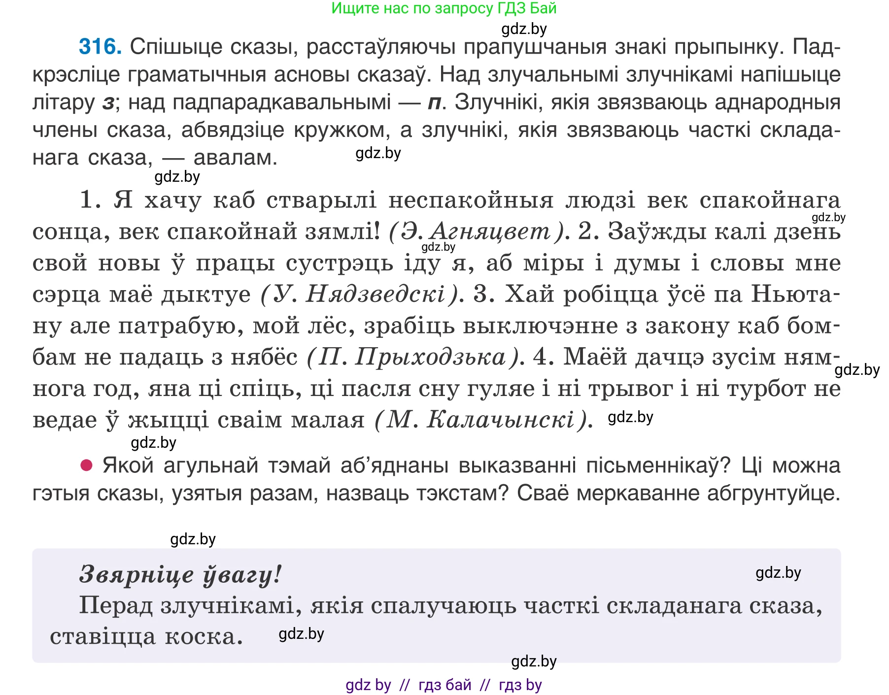 Белорусский язык (Беларуская мова), 7 класс Учебник, авторы: Валочка Ганна Міхайлаўна, Зелянко Вольга Уладзіміраўна, Язерская Святлана Анатольеўна, издательство Нацыянальны інстытут адукацыі, Минск, 2020, страница 187, номер 316, Условие