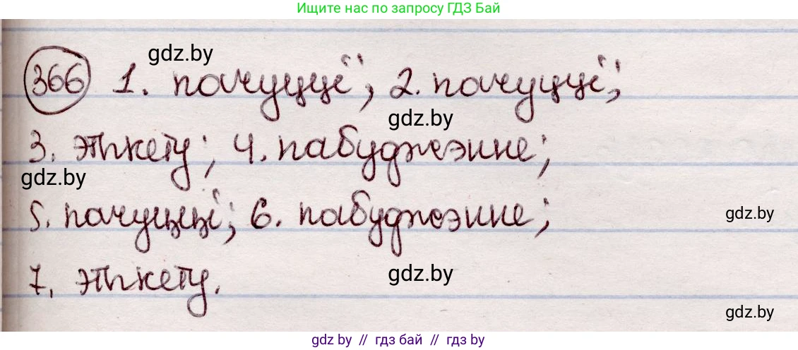 Белорусский язык (Беларуская мова), 7 класс Учебник, авторы: Валочка Ганна Міхайлаўна, Зелянко Вольга Уладзіміраўна, Язерская Святлана Анатольеўна, издательство Нацыянальны інстытут адукацыі, Минск, 2020, страница 216, номер 366, Решение