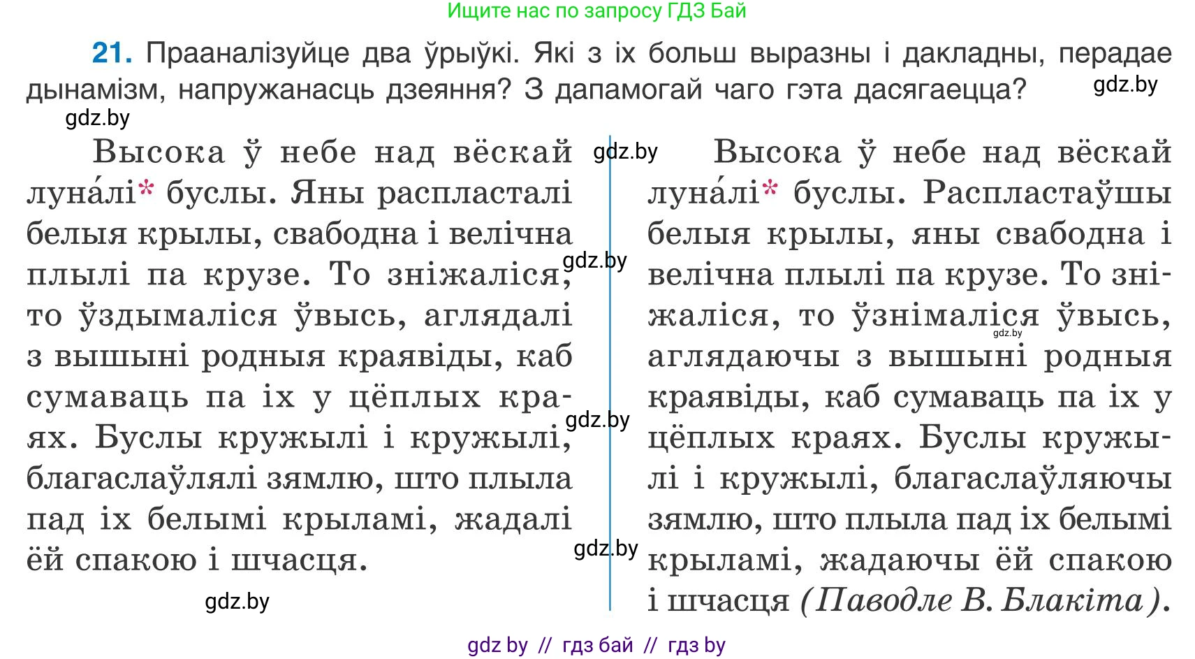 Белорусский язык (Беларуская мова), 9 класс Учебник, авторы: Валочка Ганна Міхайлаўна, Васюковіч Людміла Сяргееўна, Зелянко Вольга Уладзіміраўна, Якуба Святлана Міхайлаўна, Байкова С І, издательство Акадэмія адукацыі, Минск, 2025, сиреневого цвета, страница 19, номер 21, Условие 2025