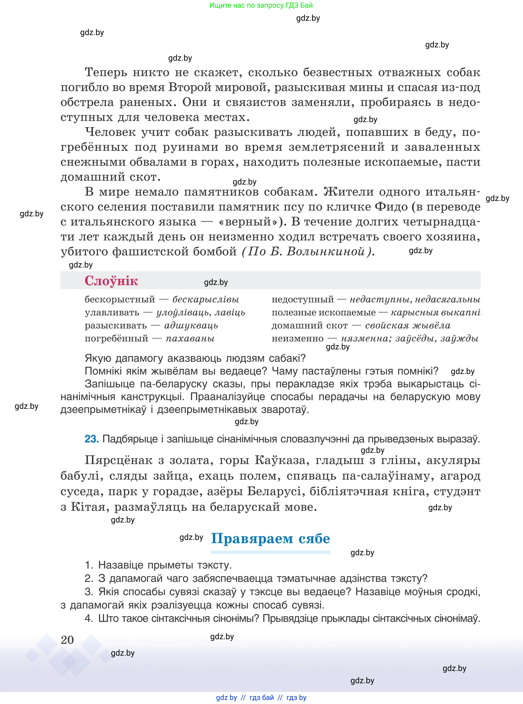 Белорусский язык (Беларуская мова), 9 класс Учебник, авторы: Валочка Ганна Міхайлаўна, Васюковіч Людміла Сяргееўна, Зелянко Вольга Уладзіміраўна, Якуба Святлана Міхайлаўна, Байкова С І, издательство Акадэмія адукацыі, Минск, 2025, сиреневого цвета, страница 20