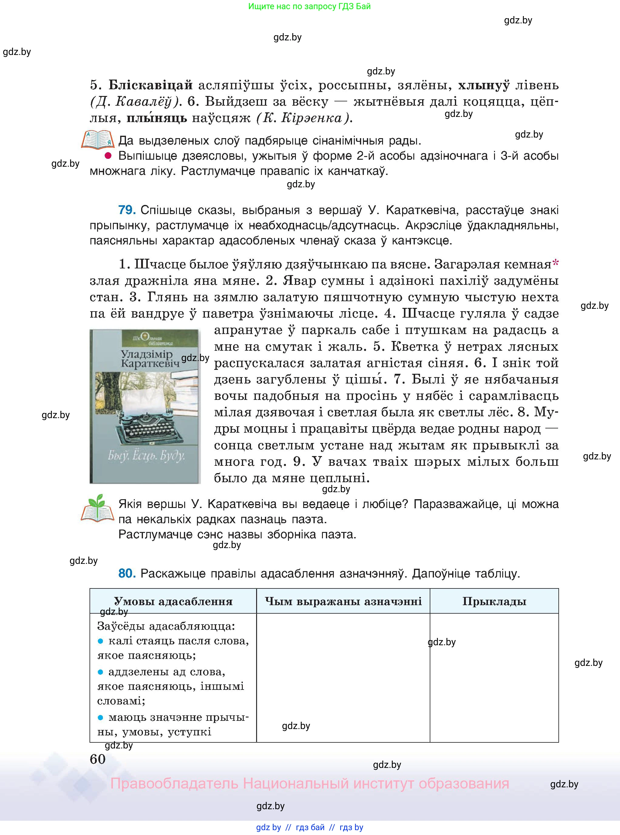 Белорусский язык (Беларуская мова), 11 класс Учебник, авторы: Валочка Ганна Міхайлаўна, Васюковіч Людміла Сяргееўна, Зелянко Вольга Уладзіміраўна, Міхнёнак С С, Якуба Святлана Міхайлаўна, издательство Нацыянальны інстытут адукацыі, Минск, 2021, страница 60