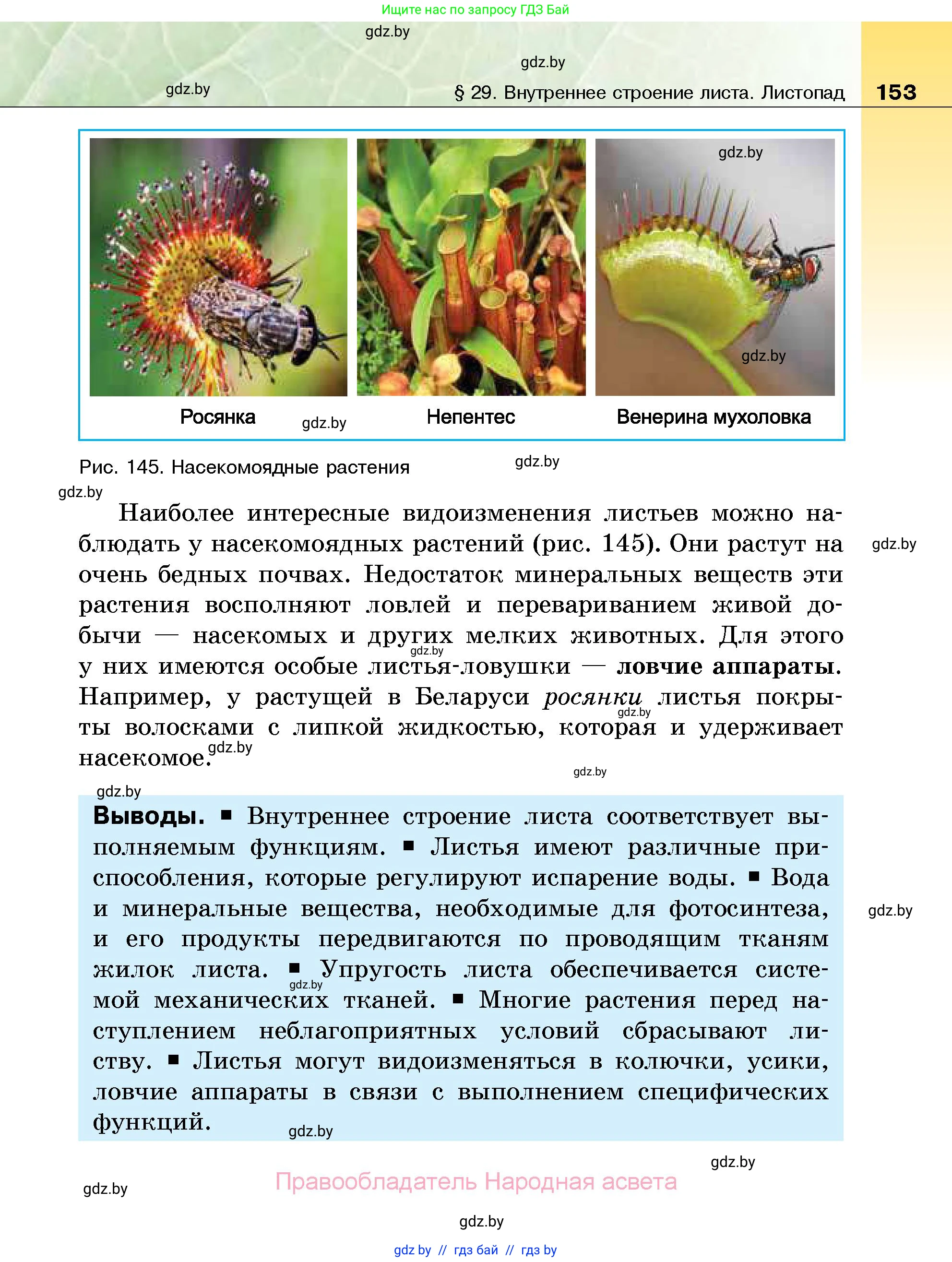 Биология, 7 класс Учебник, автор: Лисов Николай Дмитриевич, издательство Народная асвета, Минск, 2022, зелёного цвета, страница 153