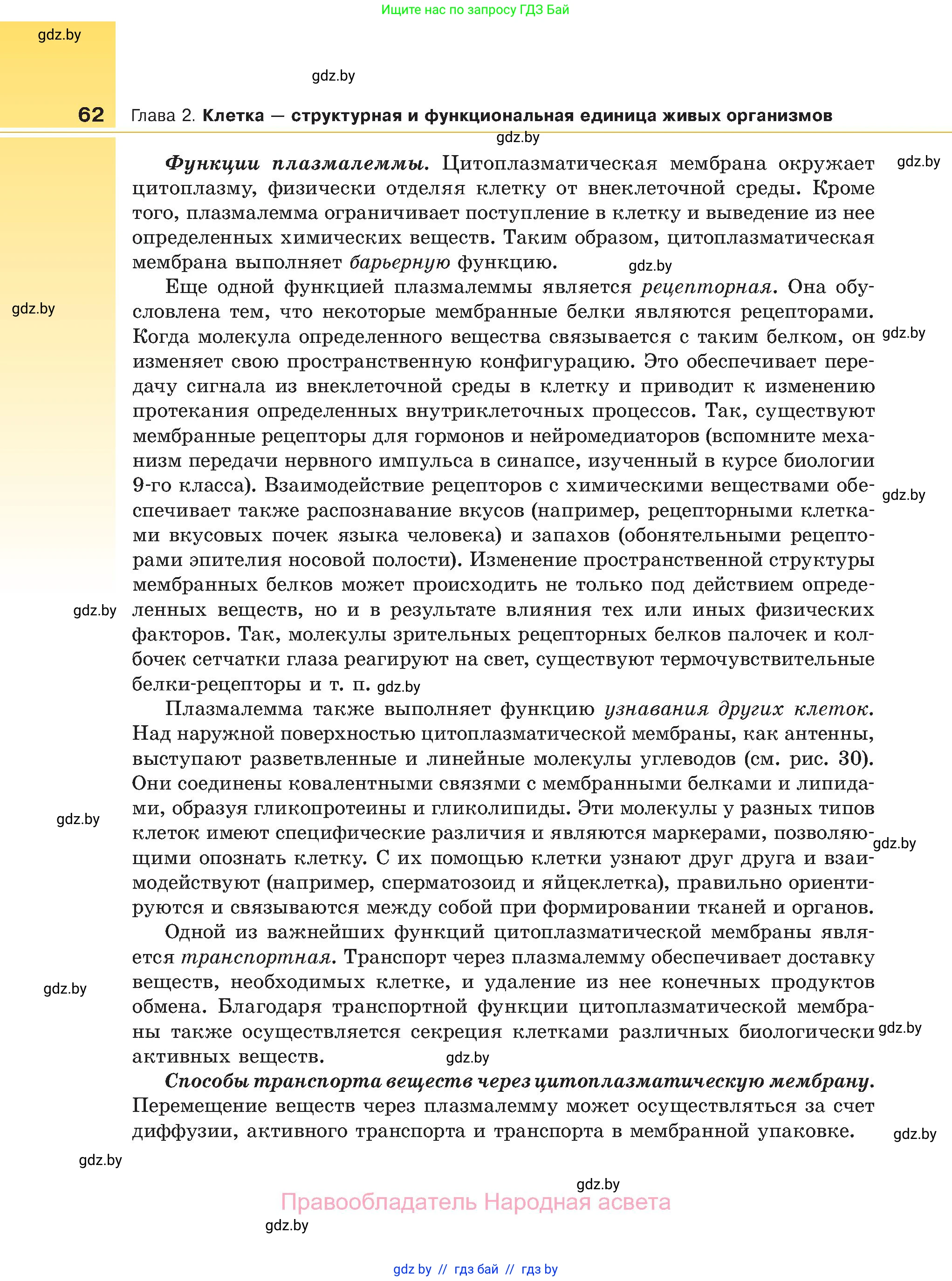 Биология, 11 класс Учебник, авторы: Дашков Максим Леонидович, Песнякевич Александр Георгиевич, Головач Алексей Михайлович, издательство Народная асвета, Минск, 2021, голубого цвета, страница 62