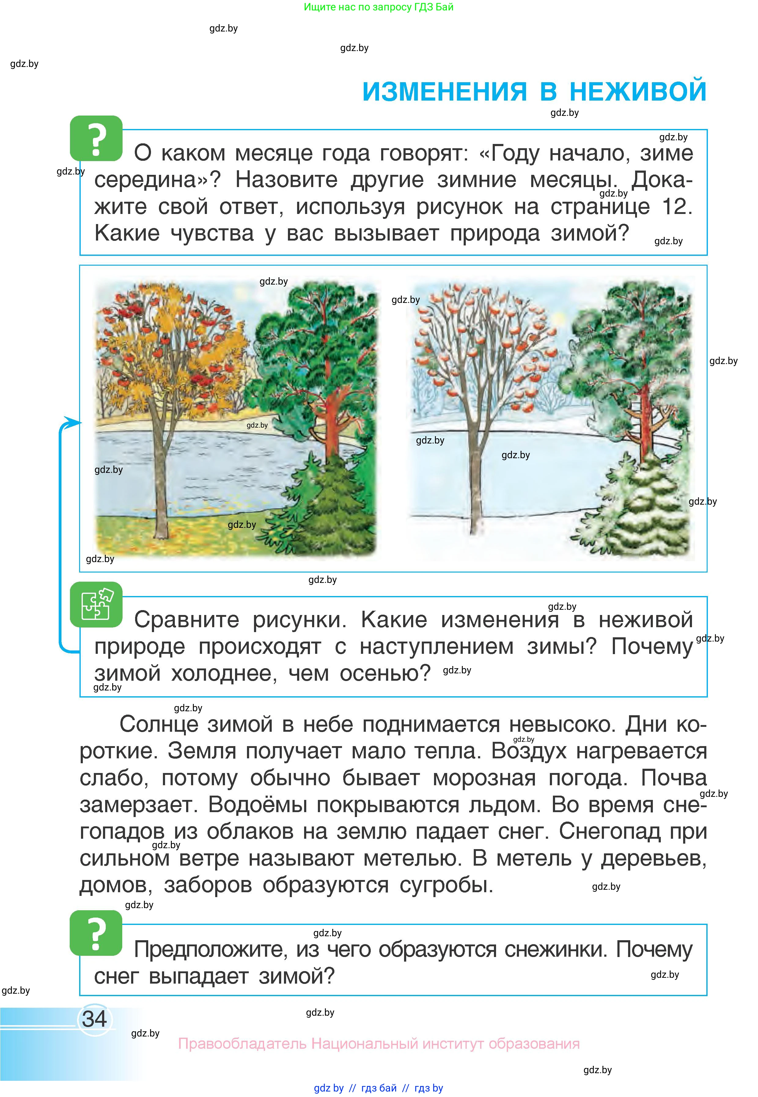 Человек и мир, 1 класс Учебник, авторы: Трафимова Галина Владимировна, Трафимов Сергей Анатольевич, издательство Национальный институт образования, Минск, 2023, салатового цвета, страница 34