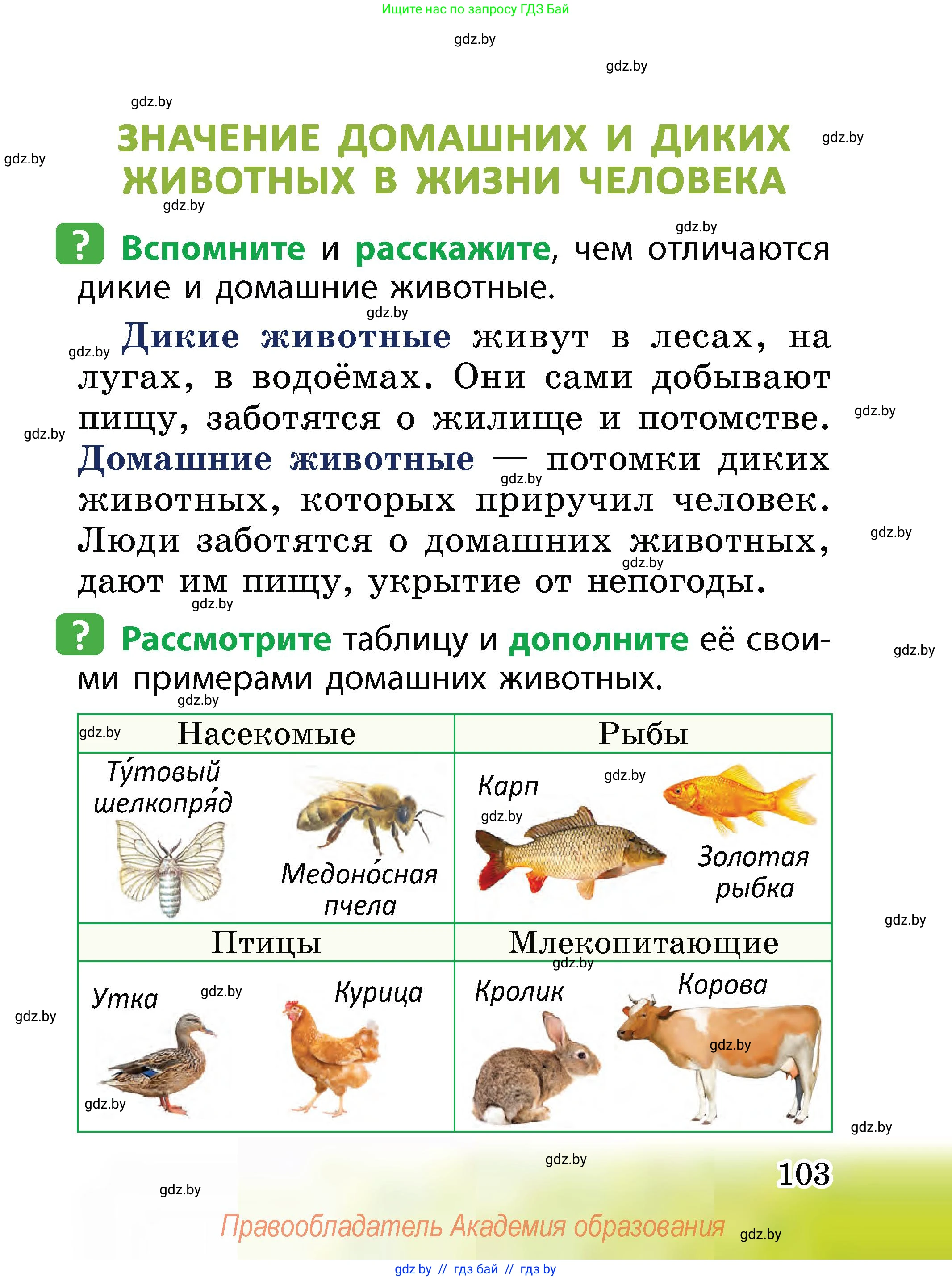Человек и мир, 2 класс Учебник, авторы: Трафимова Галина Владимировна, Трафимов Сергей Анатольевич, издательство Академия образования, Минск, 2024, страница 103