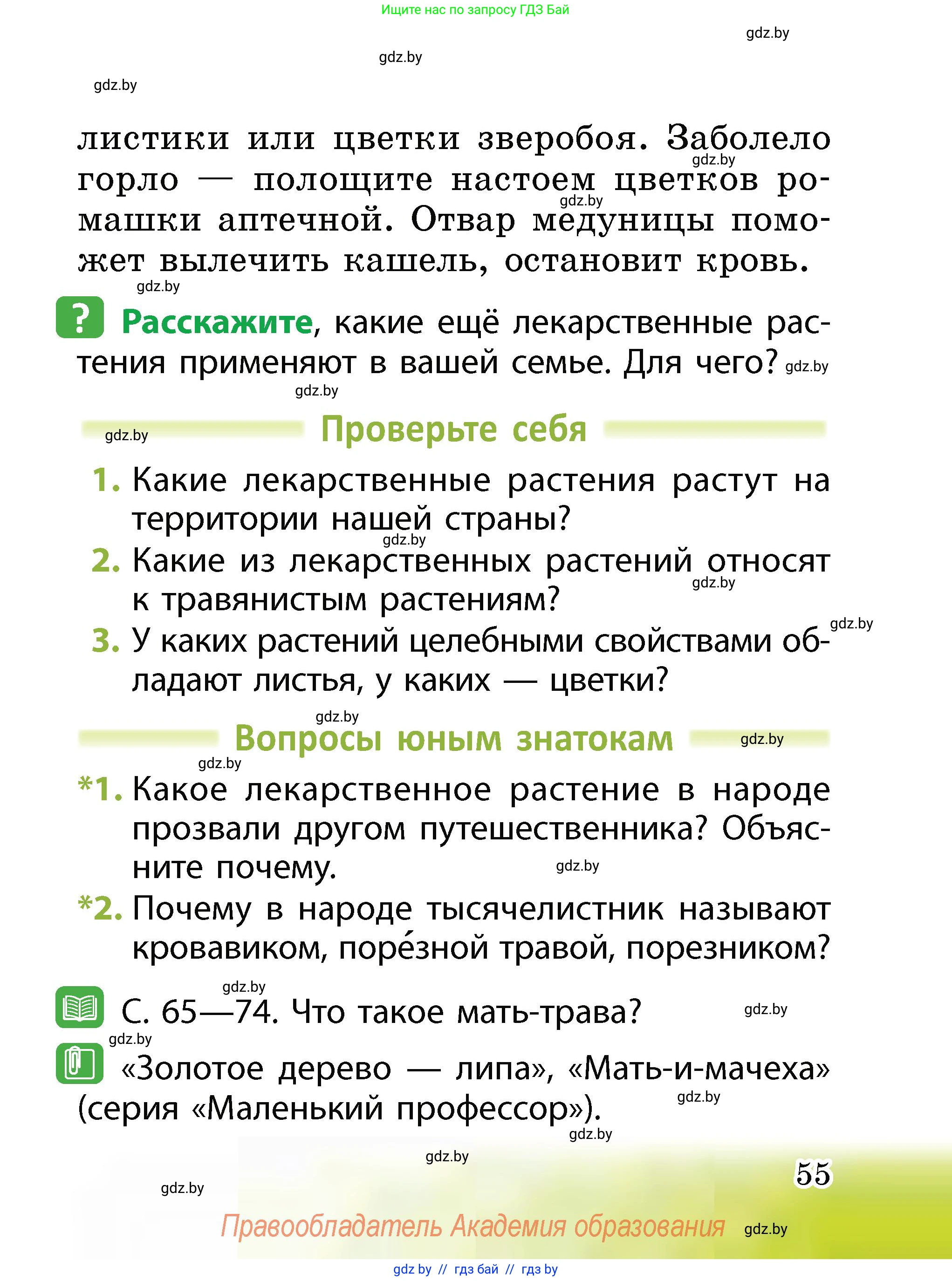 Человек и мир, 2 класс Учебник, авторы: Трафимова Галина Владимировна, Трафимов Сергей Анатольевич, издательство Академия образования, Минск, 2024, страница 55