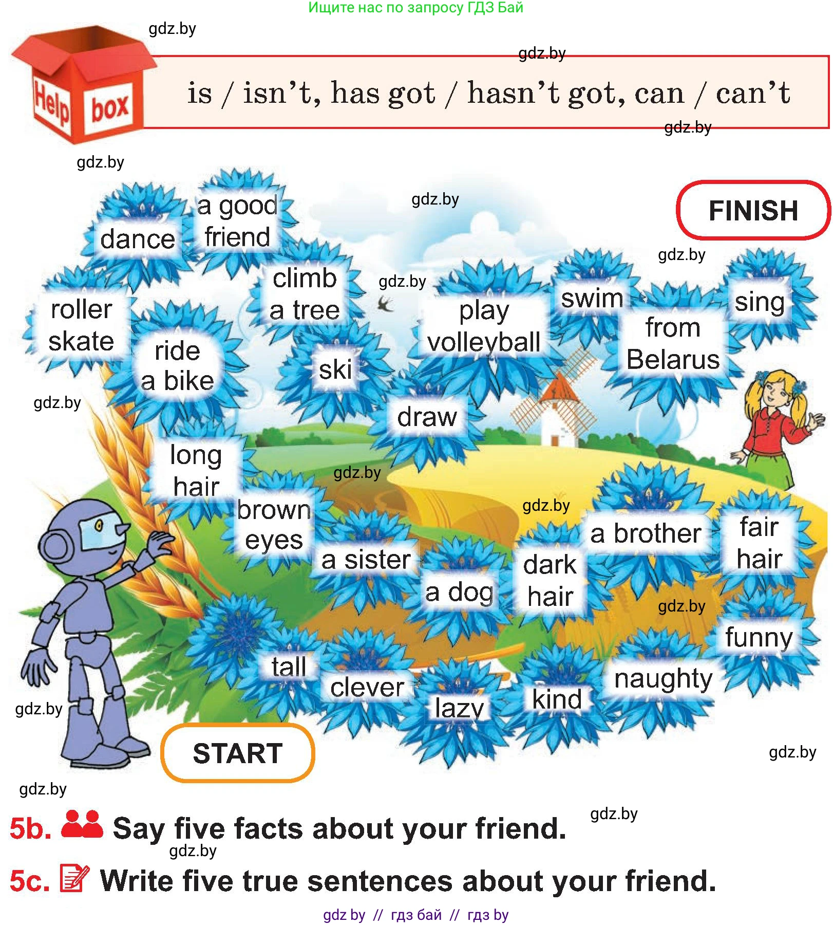 Английский язык (english), 4 класс Учебник (Student's book), авторы: Лапицкая Людмила Михайловна (Lapitskaya Ludmila), Седунова Наталья Михайловна (Sedunova Natalia), издательство Адукацыя i выхаванне, Минск, 2024, бирюзового цвета, Часть ( Part) 1, страница 16, номер 5, Условие (продолжение 2)