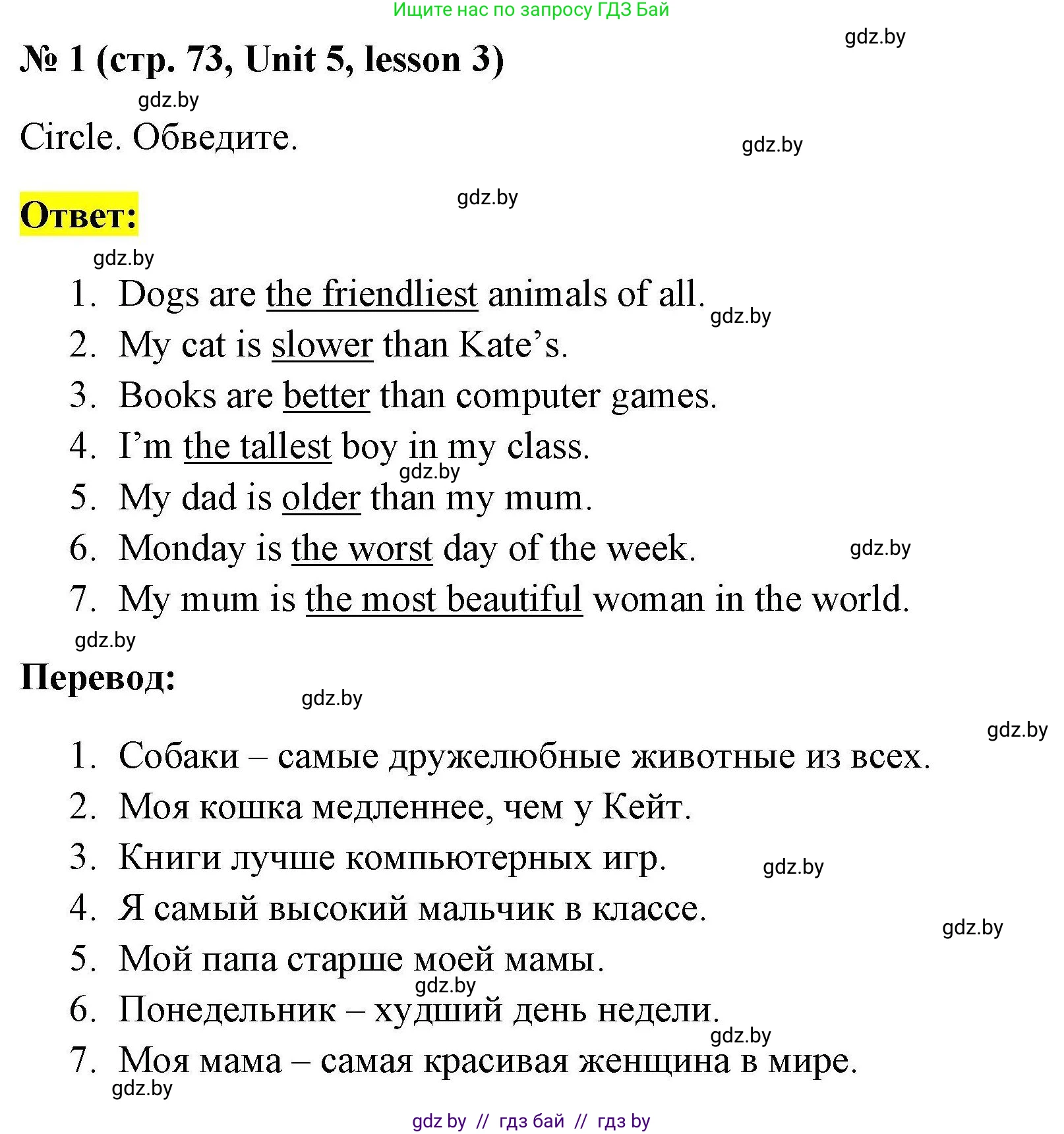 Английский язык (english), 4 класс практикум по грамматике (grammar), автор: Севрюкова Татьяна Юрьевна, издательство Аверсэв, Минск, 2023, страница 73, номер 1, Решение