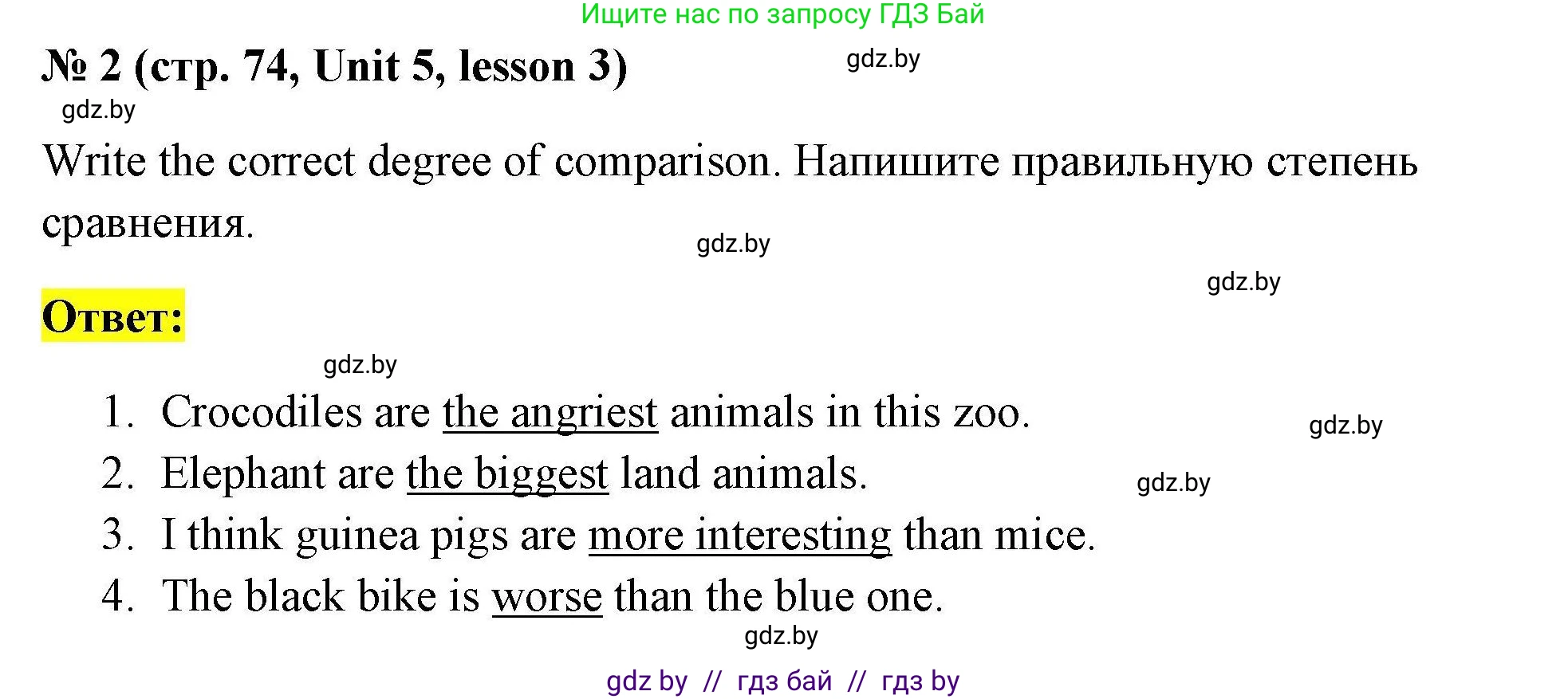 Английский язык (english), 4 класс практикум по грамматике (grammar), автор: Севрюкова Татьяна Юрьевна, издательство Аверсэв, Минск, 2023, страница 74, номер 2, Решение