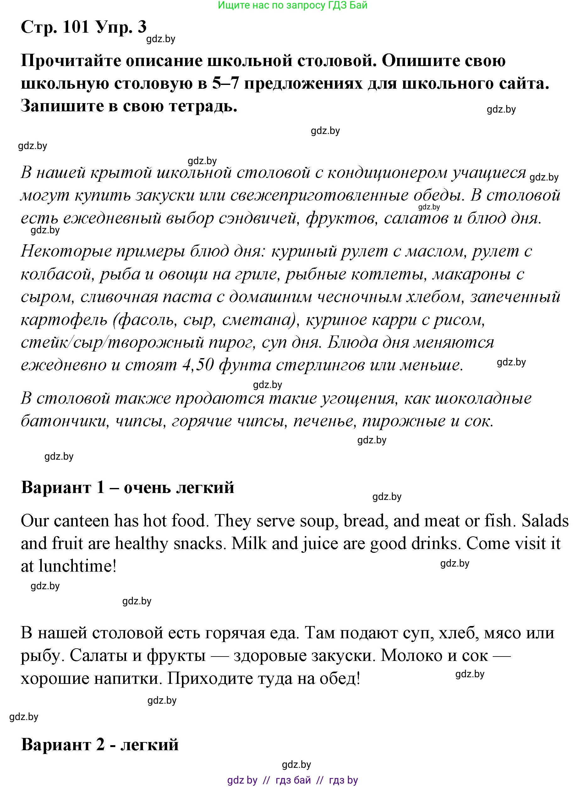 Английский язык (english), 6 класс Рабочая тетрадь (workbook), авторы: Демченко Наталья Валентиновна, Севрюкова Татьяна Юрьевна, Юхнель Наталья Валентиновна, Наумова Елена Георгиевна, Рыбалко О Н, Манешина А В, Маслёнченко Н А, Бушуева Эдите Владиславовна, издательство Аверсэв, Минск, 2020, зелёного цвета, Часть ( Part) 1, страница 101, номер 3, Решение