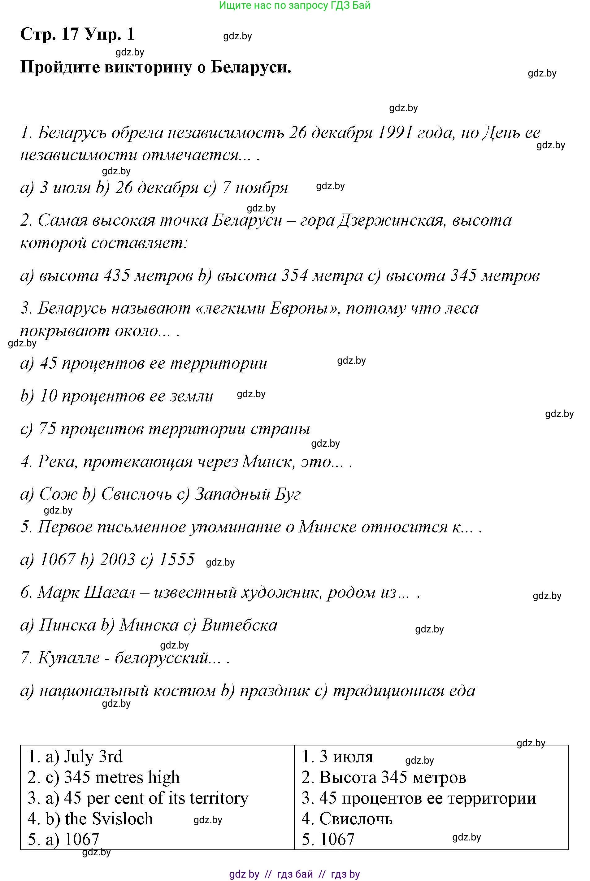 Английский язык (english), 6 класс Рабочая тетрадь (workbook), авторы: Демченко Наталья Валентиновна, Севрюкова Татьяна Юрьевна, Юхнель Наталья Валентиновна, Наумова Елена Георгиевна, Рыбалко О Н, Манешина А В, Маслёнченко Н А, Бушуева Эдите Владиславовна, издательство Аверсэв, Минск, 2020, зелёного цвета, Часть ( Part) 2, страница 17, номер 1, Решение