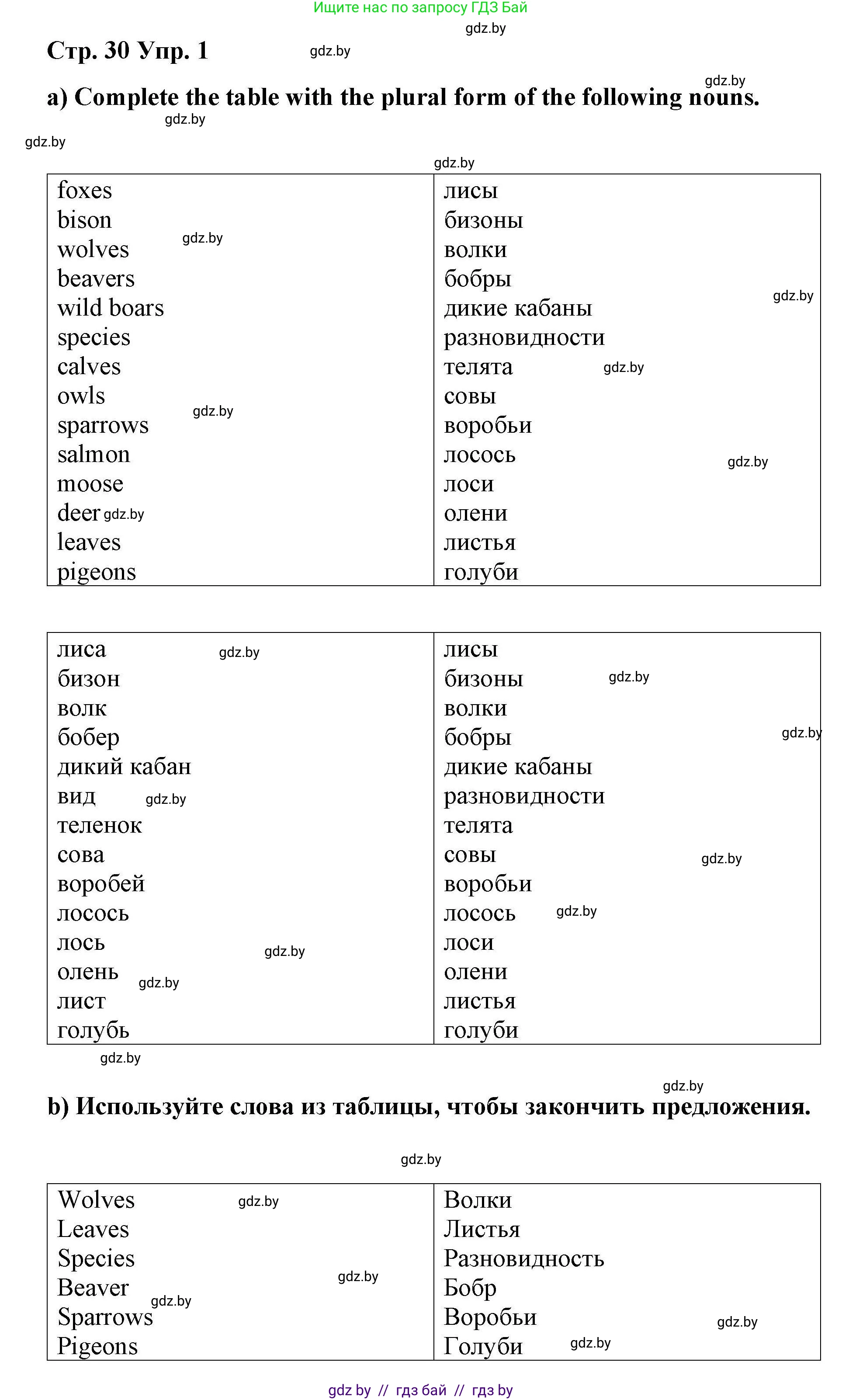 Английский язык (english), 6 класс Рабочая тетрадь (workbook), авторы: Демченко Наталья Валентиновна, Севрюкова Татьяна Юрьевна, Юхнель Наталья Валентиновна, Наумова Елена Георгиевна, Рыбалко О Н, Манешина А В, Маслёнченко Н А, Бушуева Эдите Владиславовна, издательство Аверсэв, Минск, 2020, зелёного цвета, Часть ( Part) 2, страница 30, номер 1, Решение